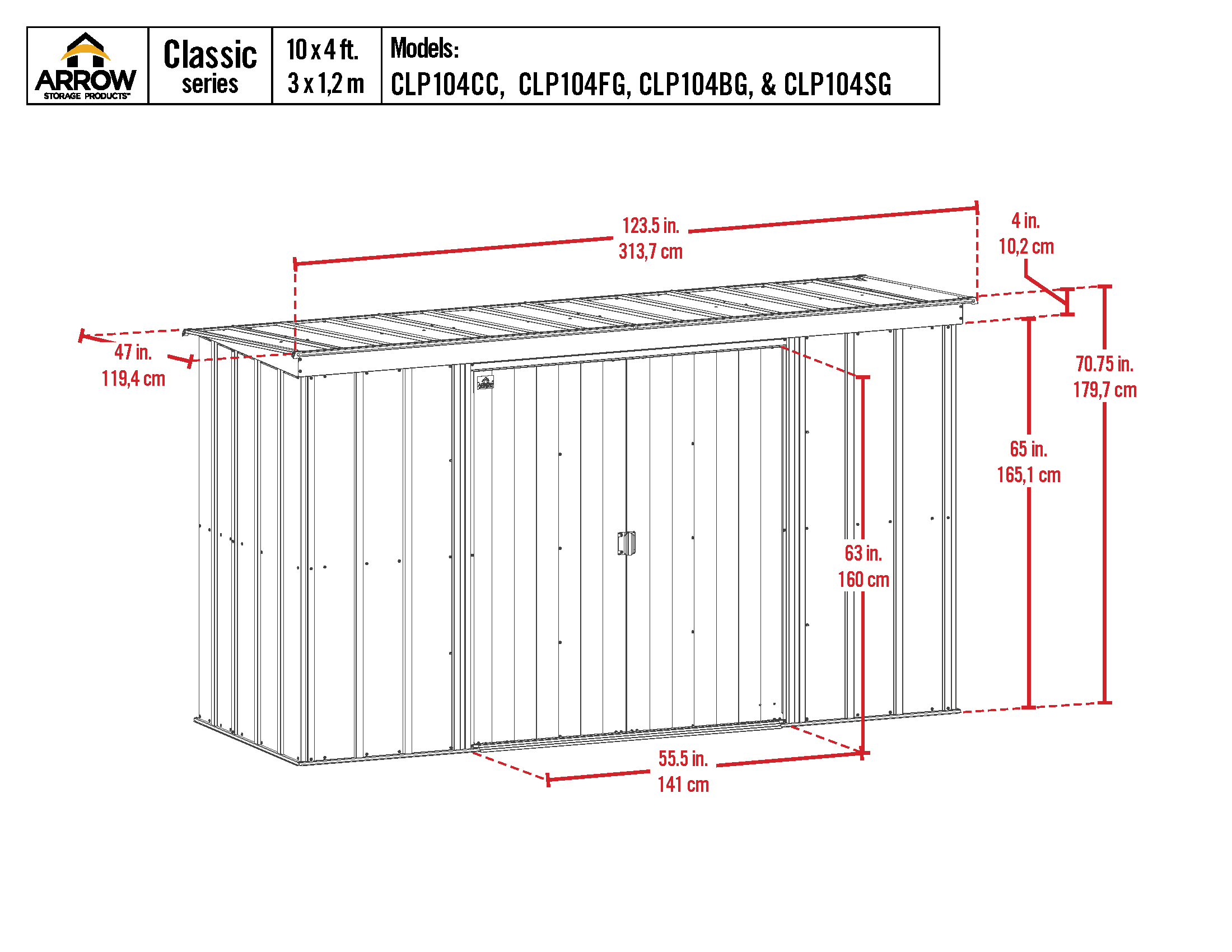 Arrow CLP104SGDSP Metal-Storage-Buildings-Sheds - View #3