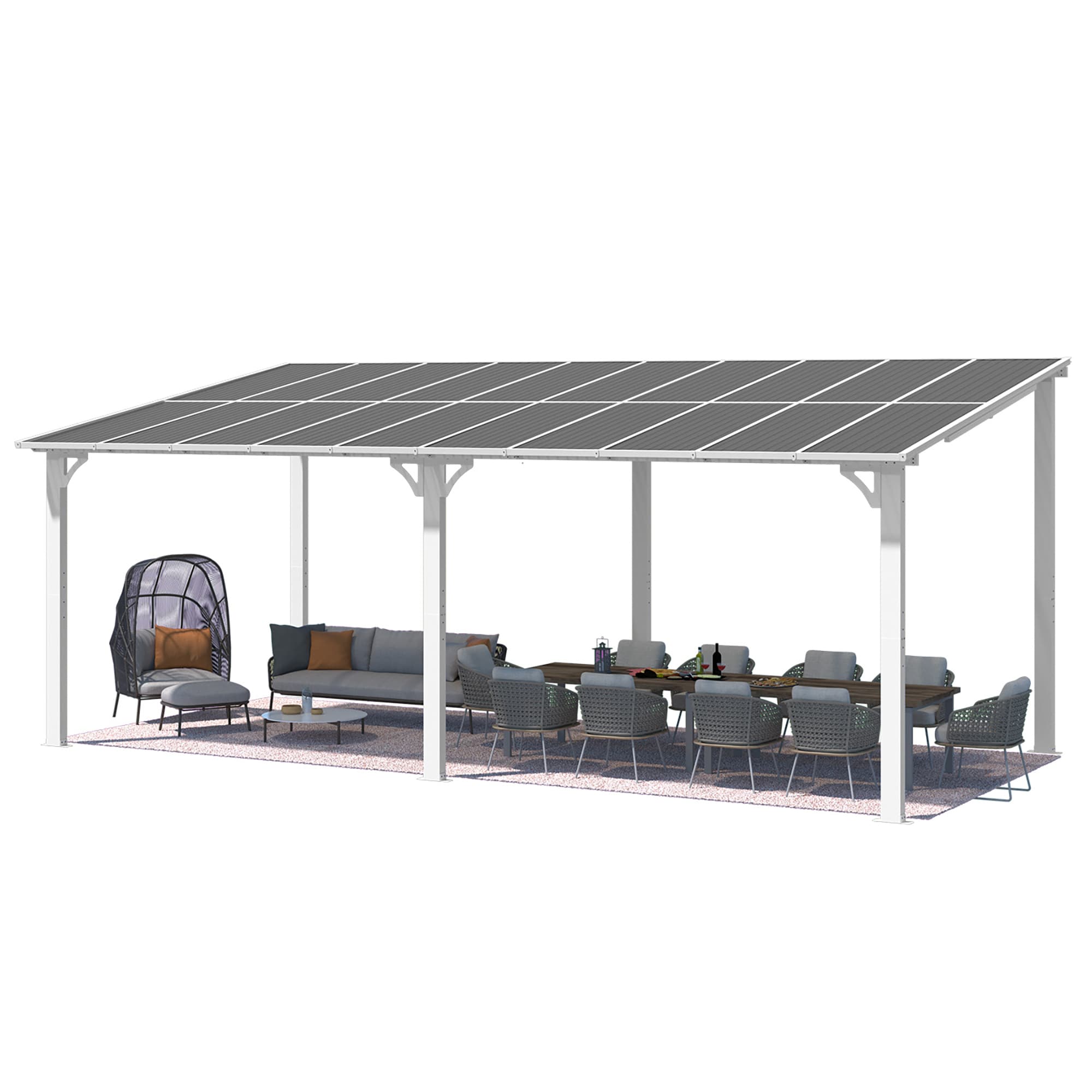 Clihome CL-16412WH 18.9-ft x 9.2-ft Gazebos Off-white Gazebo with Hardtop Roof