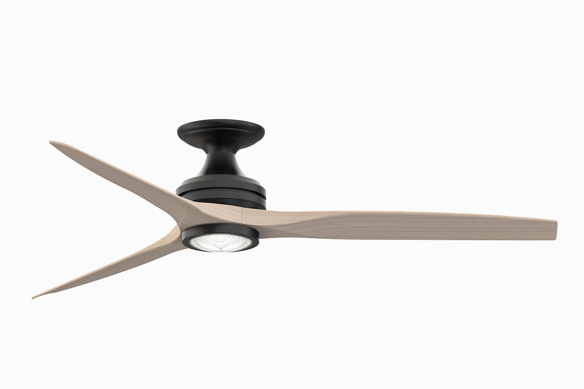 Fanimation FP6721BBL-60WW-LK-F Spitfire 60-Inches Black with White Washed Blades Integrated LED Fixture Indoor/Outdoor Flush mount Propeller Ceiling Fan With Light and Remote ( 3 -Blade)