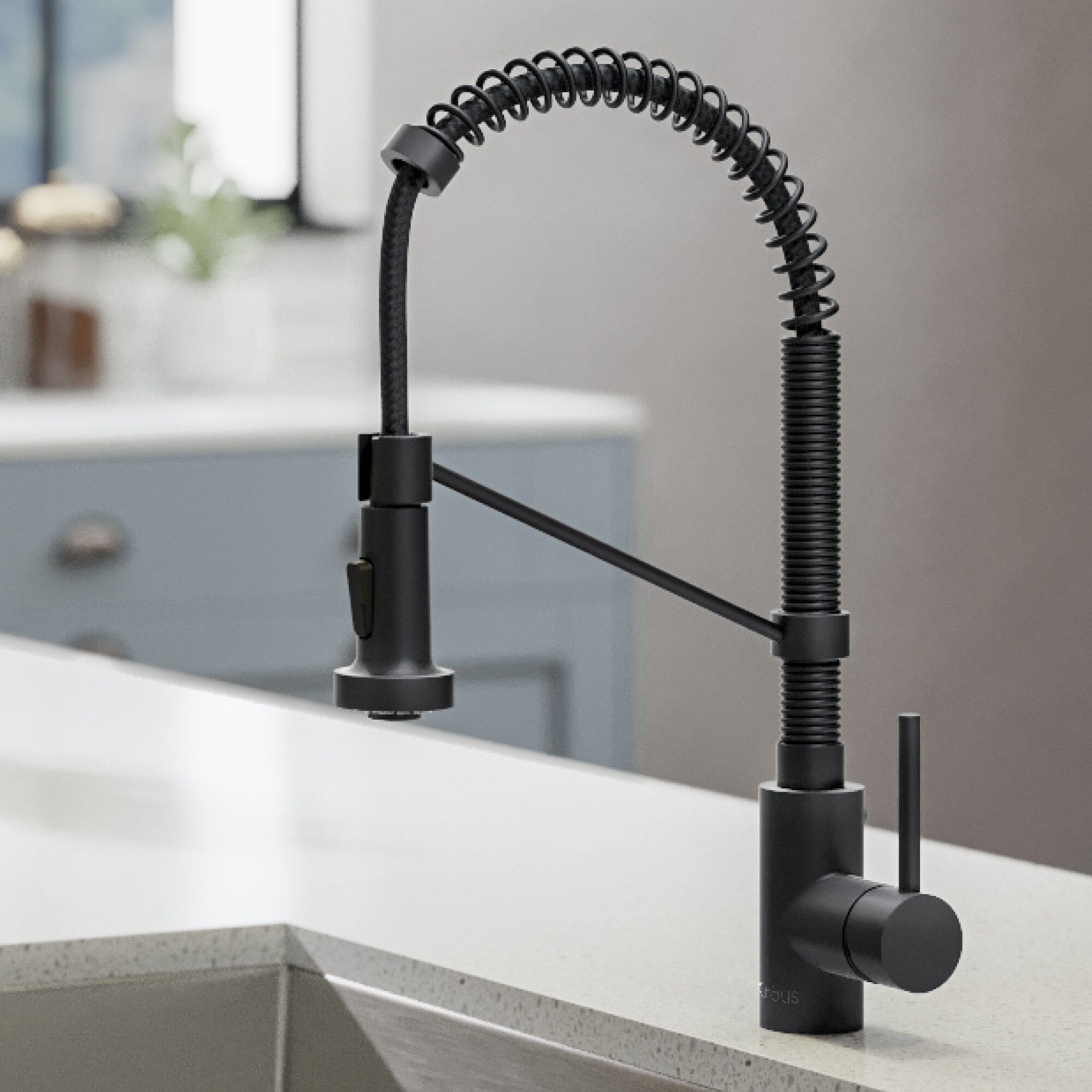 Kraus Bolden Matte Black Single Handle Pull-down Kitchen Faucet in the ...