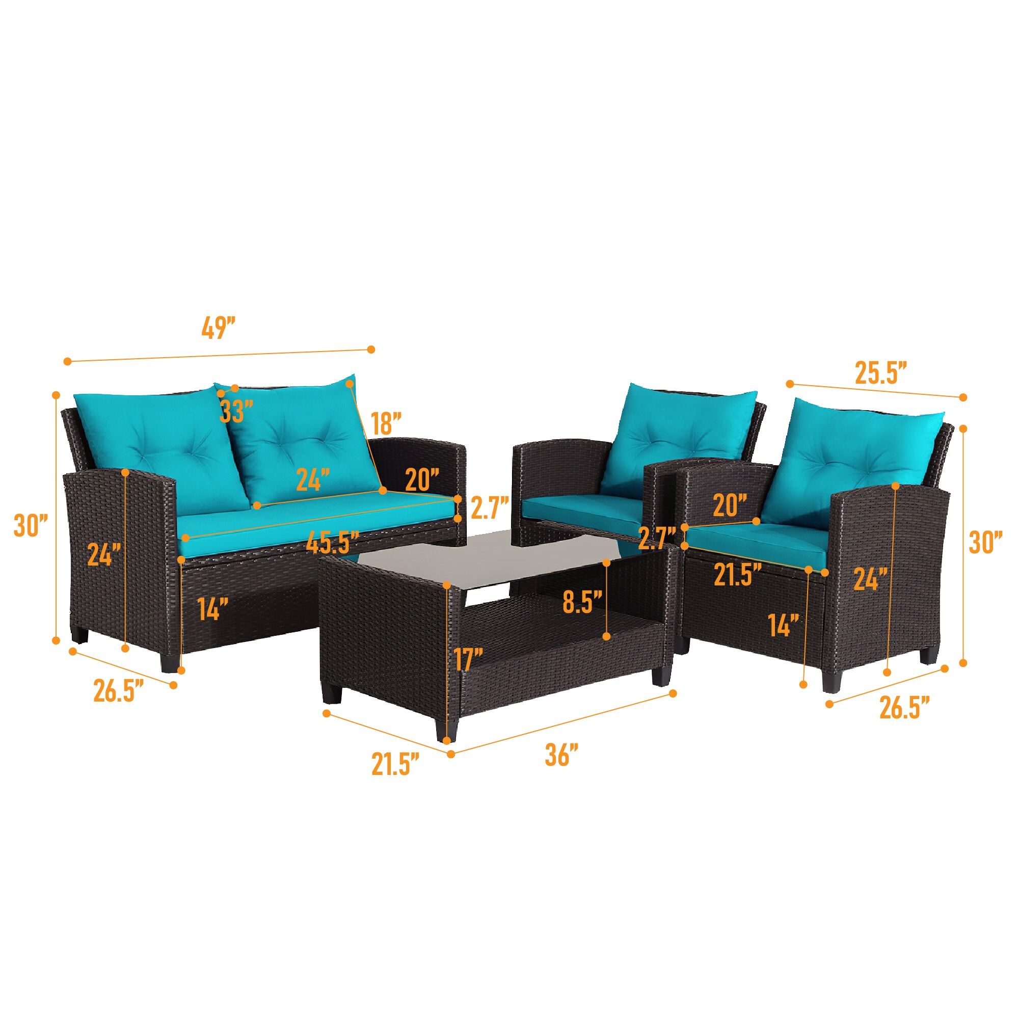 WELLFOR OUJ66742TU+ Patio-Conversation-Sets - View #10