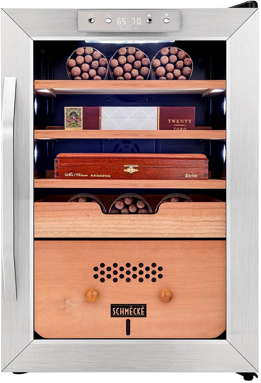 Schmecke 25.1-in x 16.9-in x 17.7-in Stainless Steel Freestanding Cabinet Humidor (Holds 300) Humidors department at Lowes.com