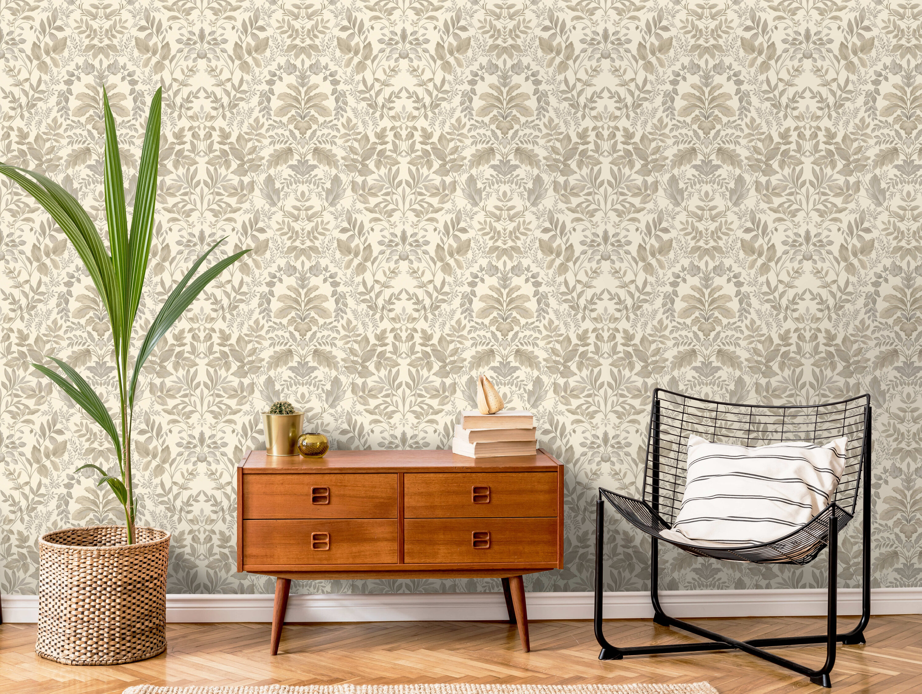 HOLDEN 56-sq ft Beige Paper Damask Unpasted Wallpaper 13670 at Lowes.com