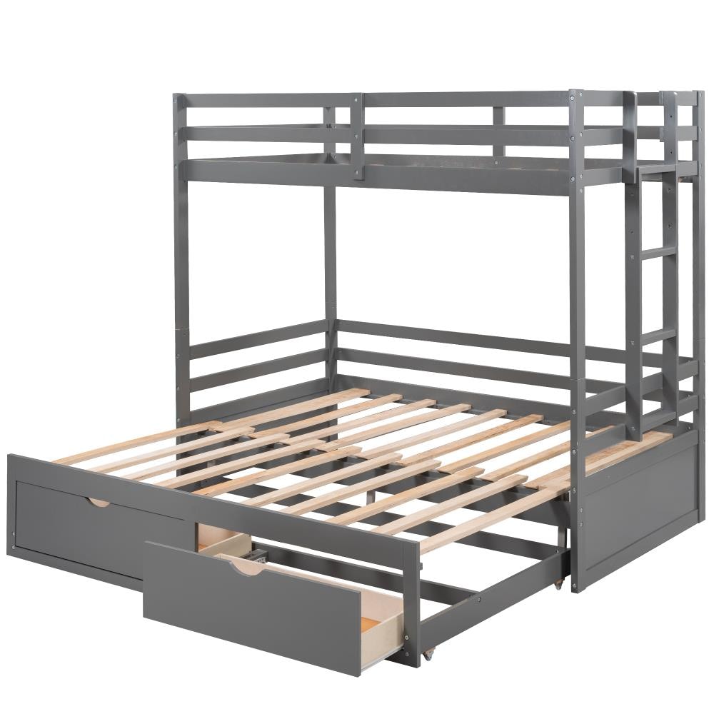 Clihome Solid Wood Twin Over Or, Twin Over King Bunk Bed