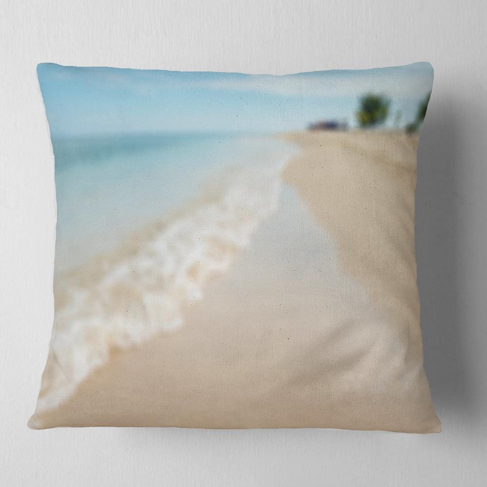 Blue Tropical Island Beach Waves Square Throw Pillow