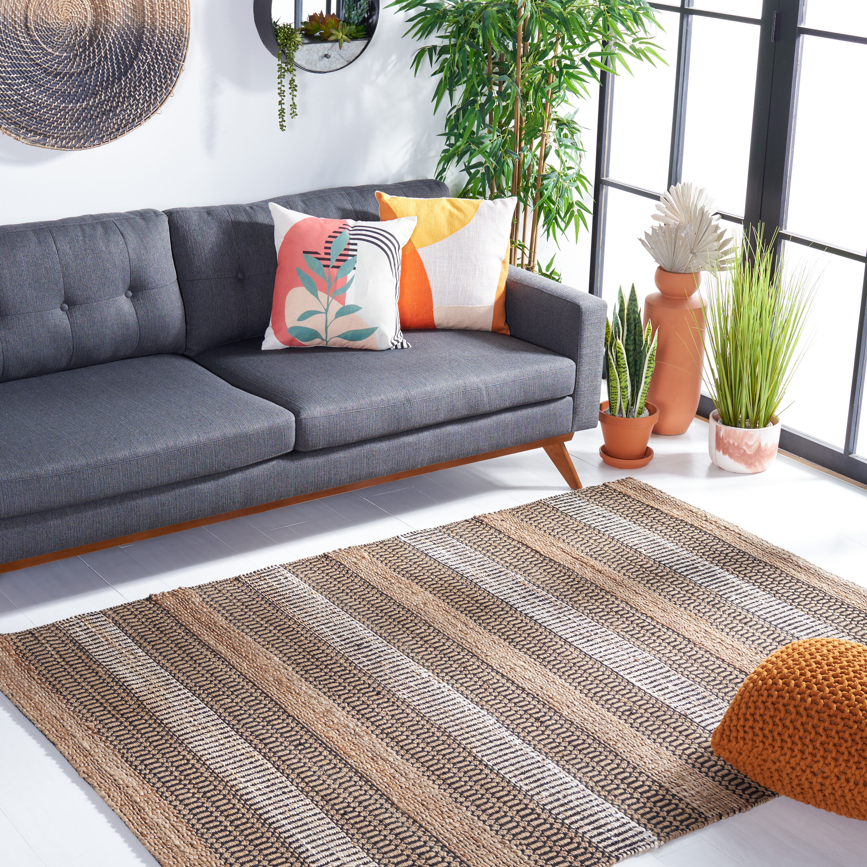  Natural Fiber 652 Black/Natural Bohemian 4ft x 6ft Small Rectangle Rug