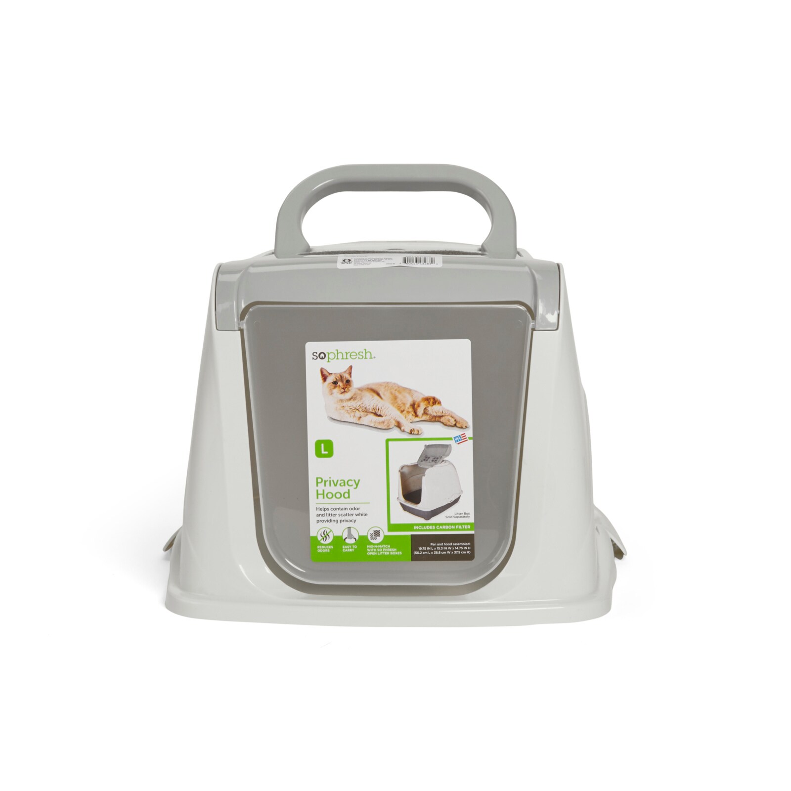 So Phresh Scatter Shield High-Back Litter Box in Gray, 24 L X 18 W X 10  H