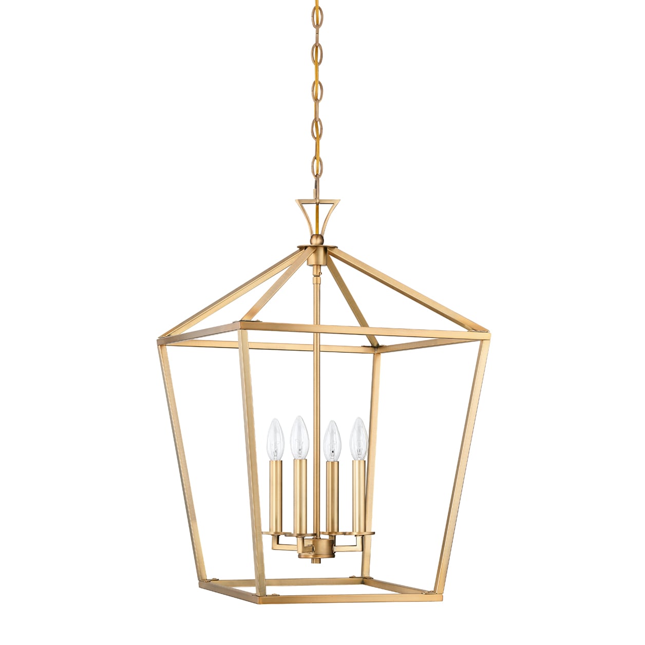 Warm Brass 4-Light Open Lantern Chandelier