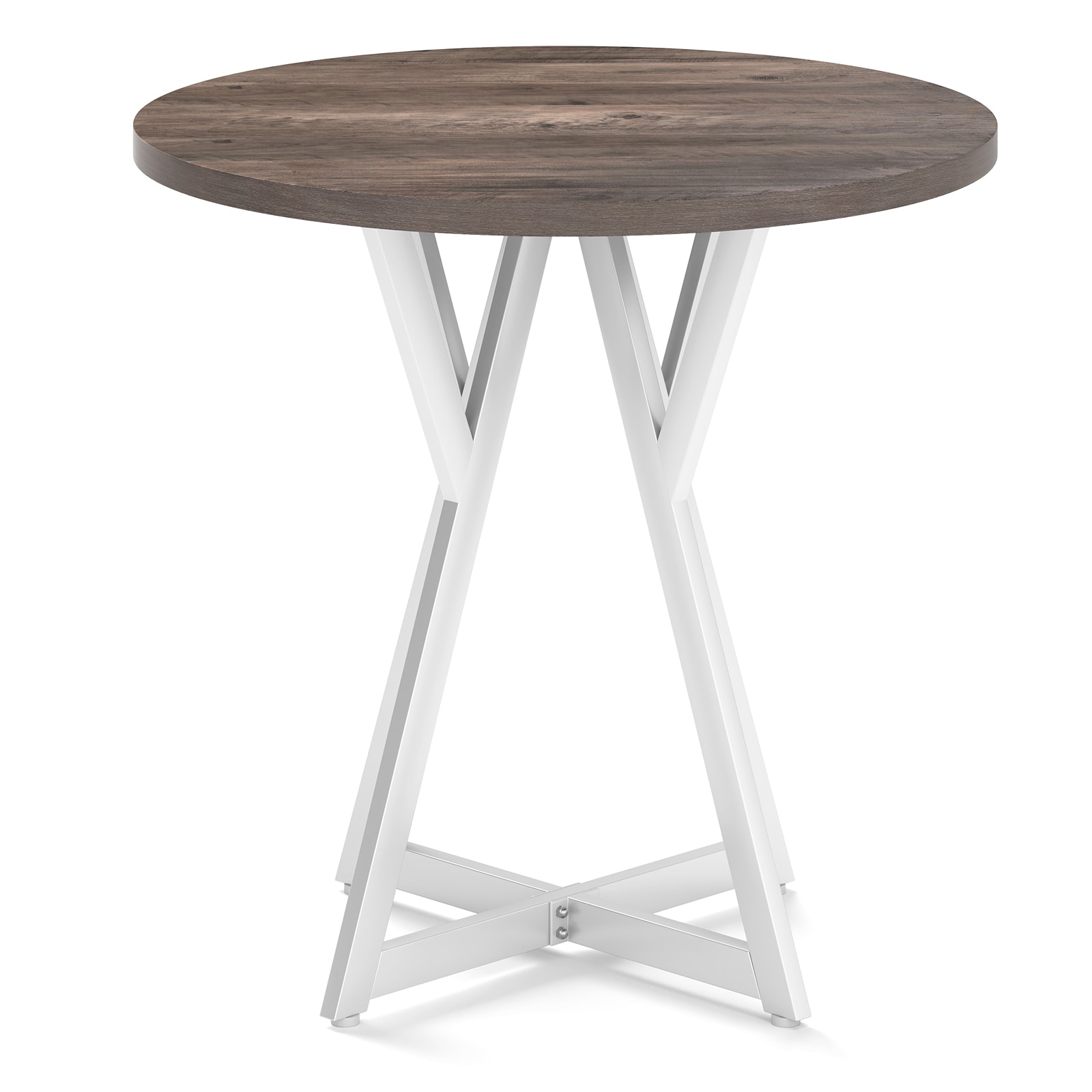Slickblue Industrial Round 31.5 in L x 30 in H Dining Table with Metal Base for Kitchen Dining Room or Breakfast Area - Available in Different Colors