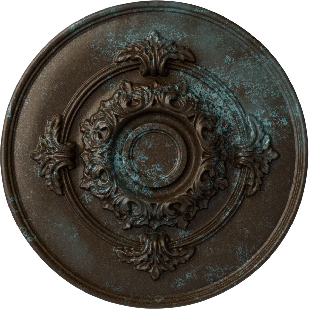 Ekena Millwork CM13MOBBS Monique 13.75-in W x 13.75-in L Painted Bronze Blue Patina Polyurethane Whole Ceiling Medallion