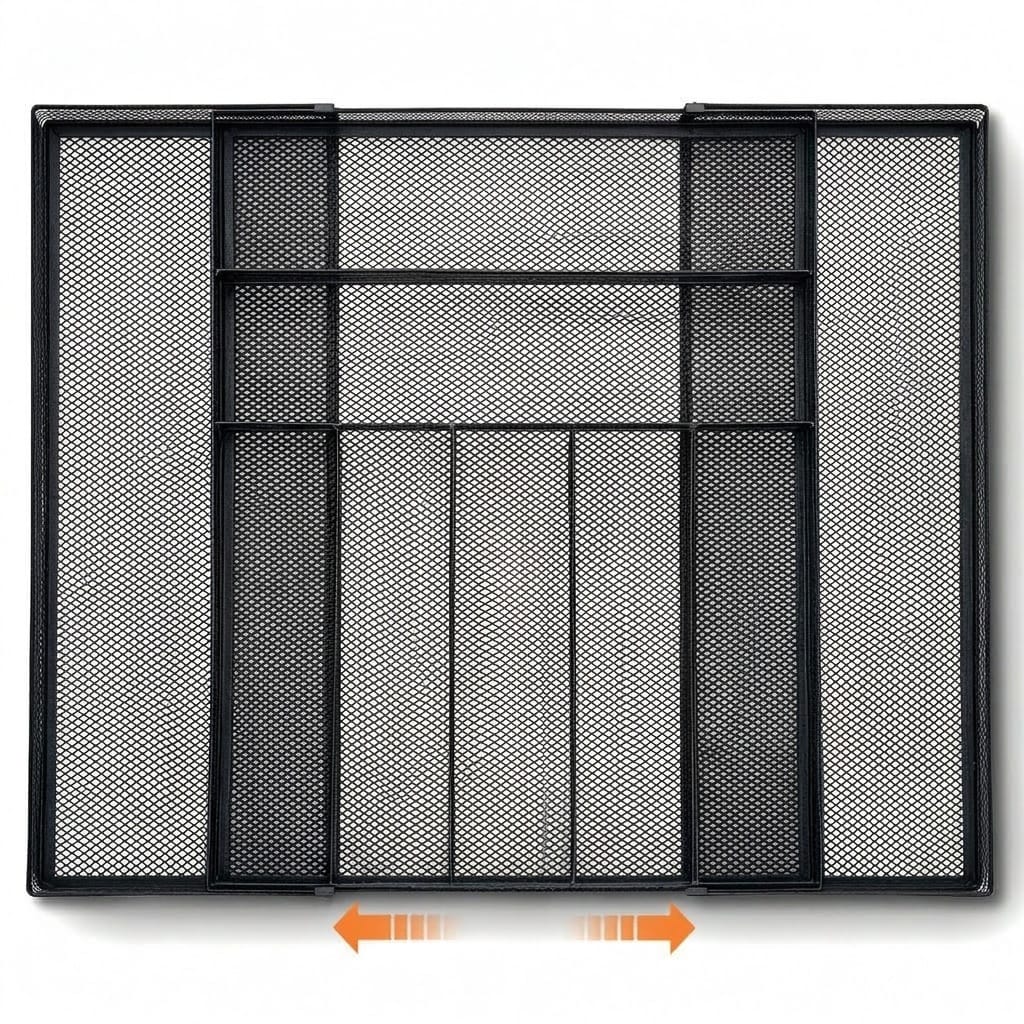 Aoibox  Expandable Metal Mesh Utensil Drawer Organizer 7 9 Slot 16 5 L x 13 W x 2 D Fits 18 x 20 Drawers Wide