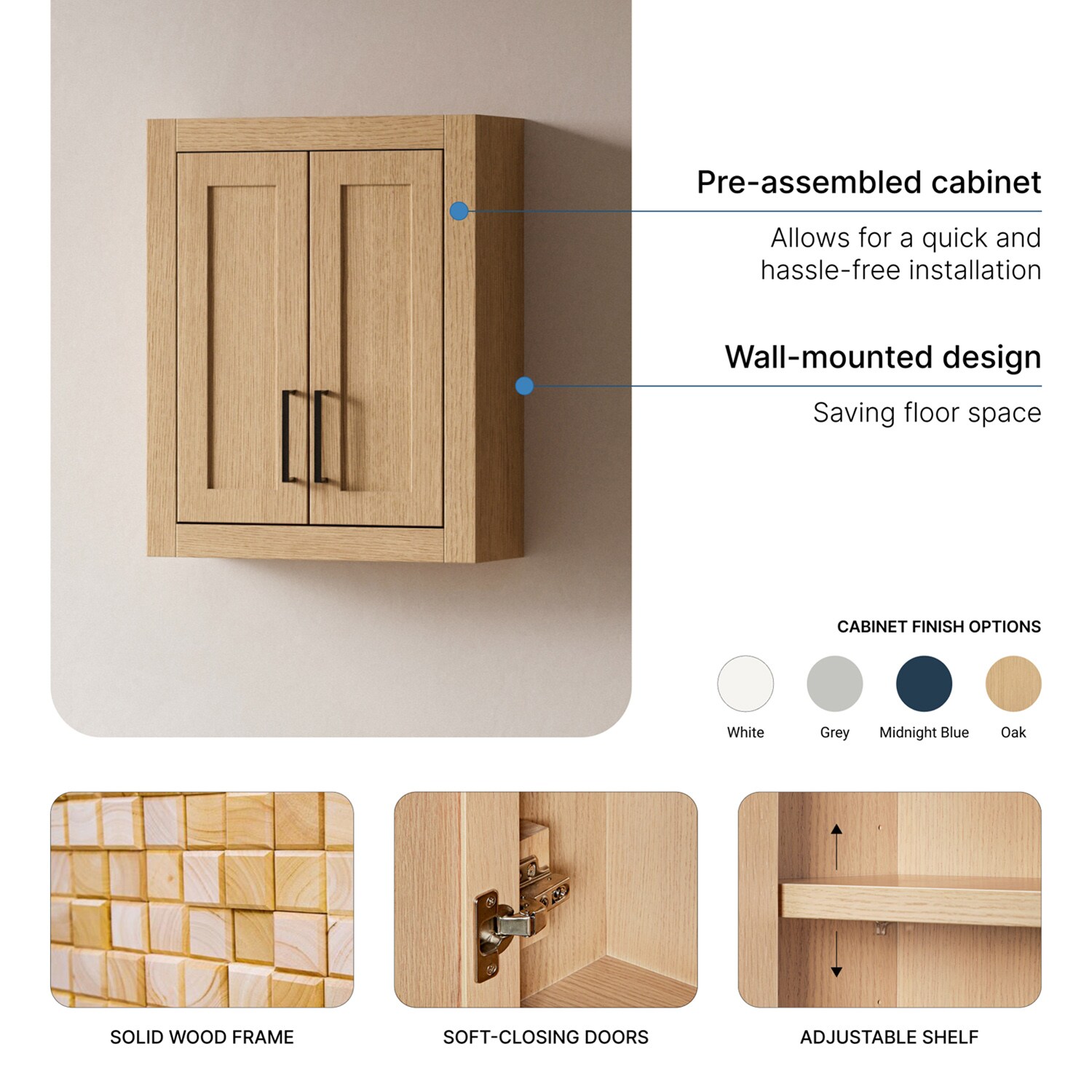 ARIEL T2-2621-WC-WOA Bathroom-Wall-Cabinets - View #5