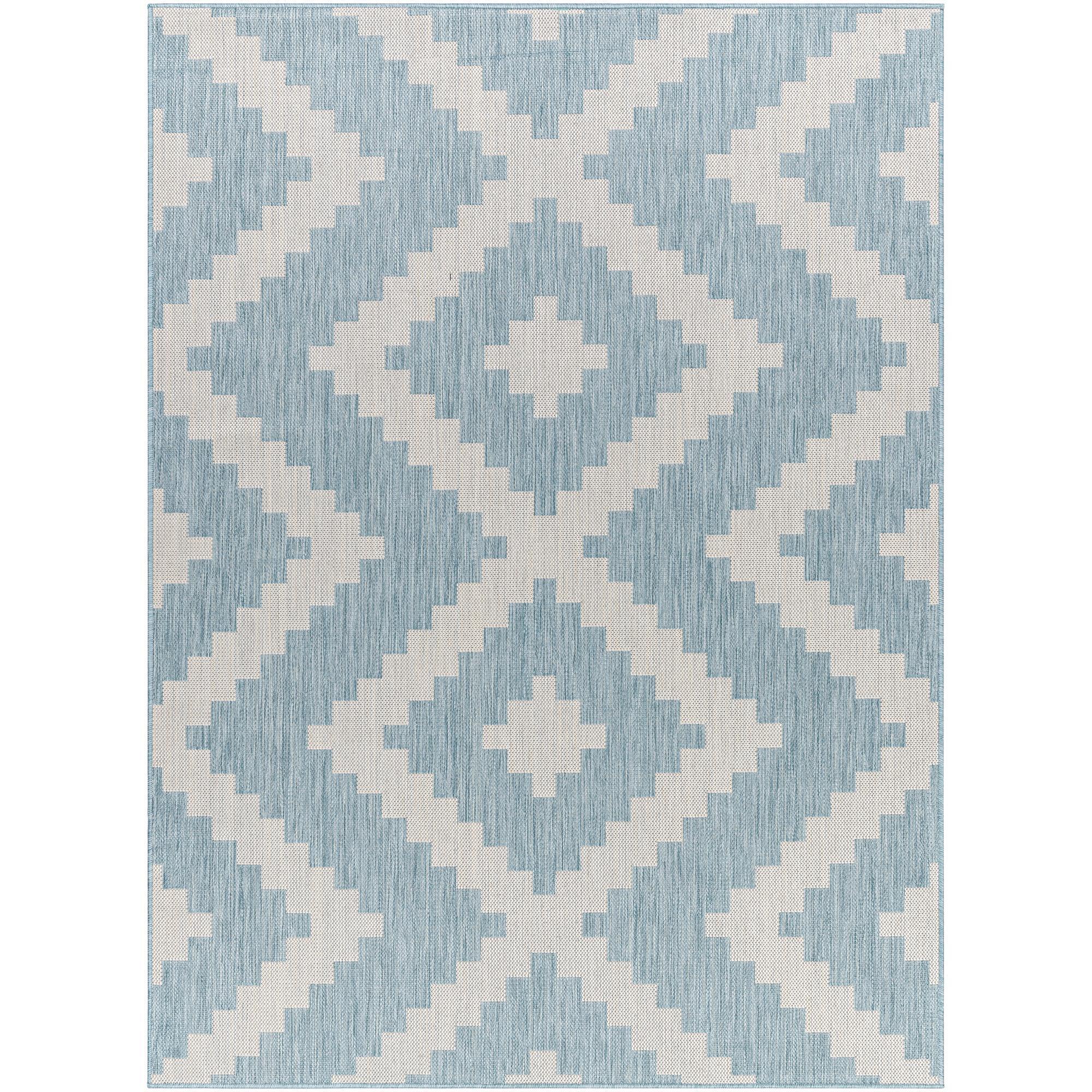 Livabliss LBH2315-679 Long Beach 7 x 9 (ft) Polypropylene Aqua Rectangular Outdoor Chevron Global Area rug