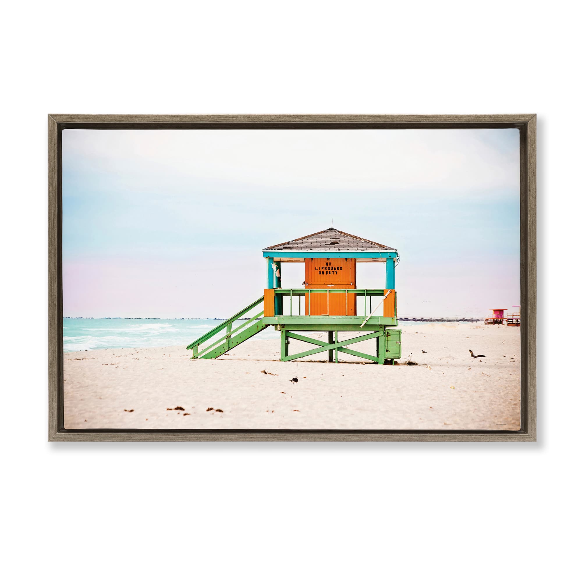 Stupell Industries BT-559-FFE-16X24 No Lifeguard On Duty Floating Frame design by Seven Trees Design