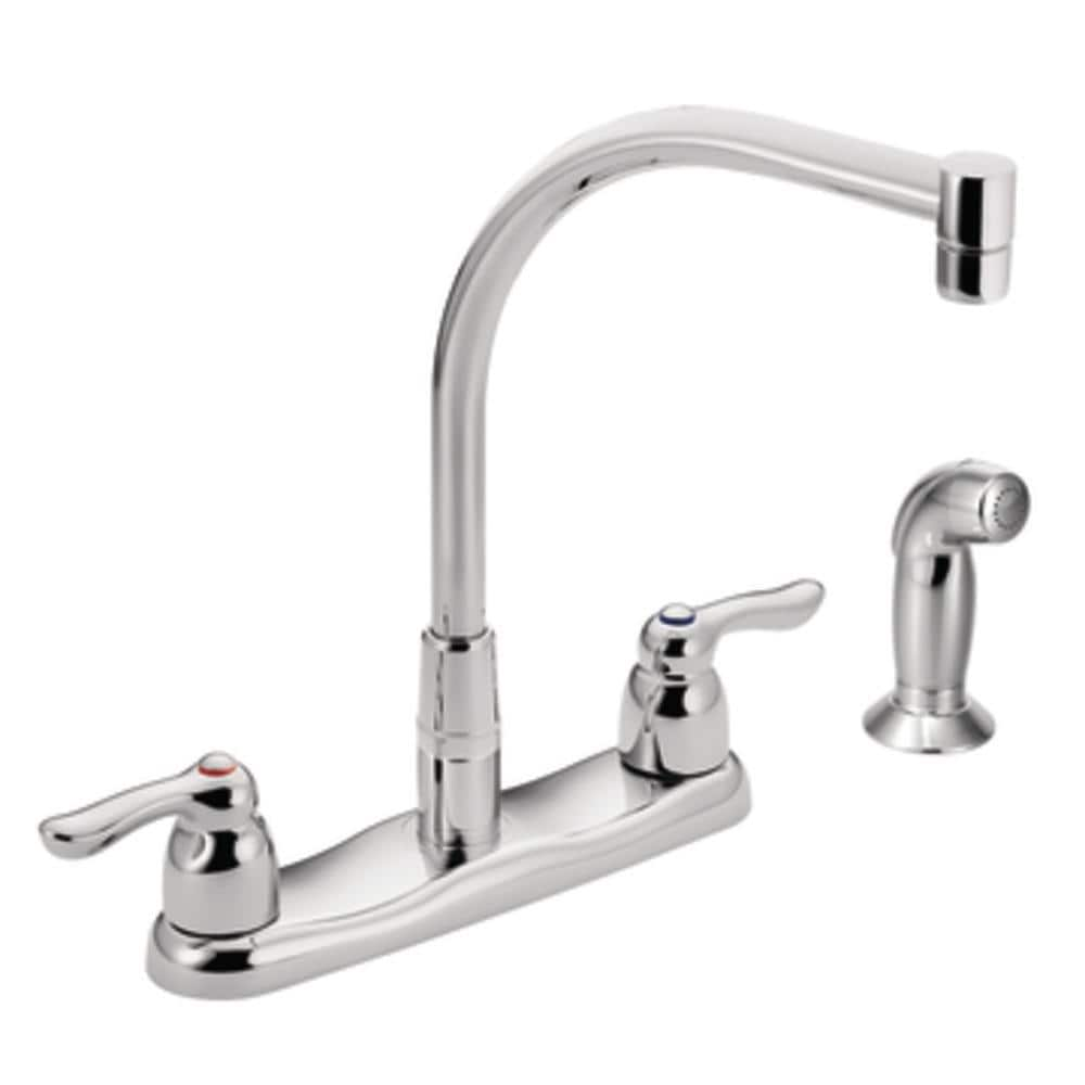 Moen M Bition Chrome 2 Handle Deck Mount High Arc Handle Commercial Kitchen Faucet In The Kitchen Faucets Department At Lowes Com