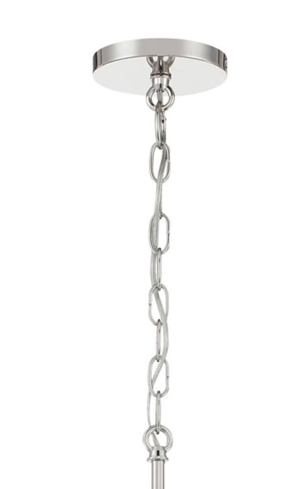 Polished Nickel 8-Light Drum Pendant with White Shade
