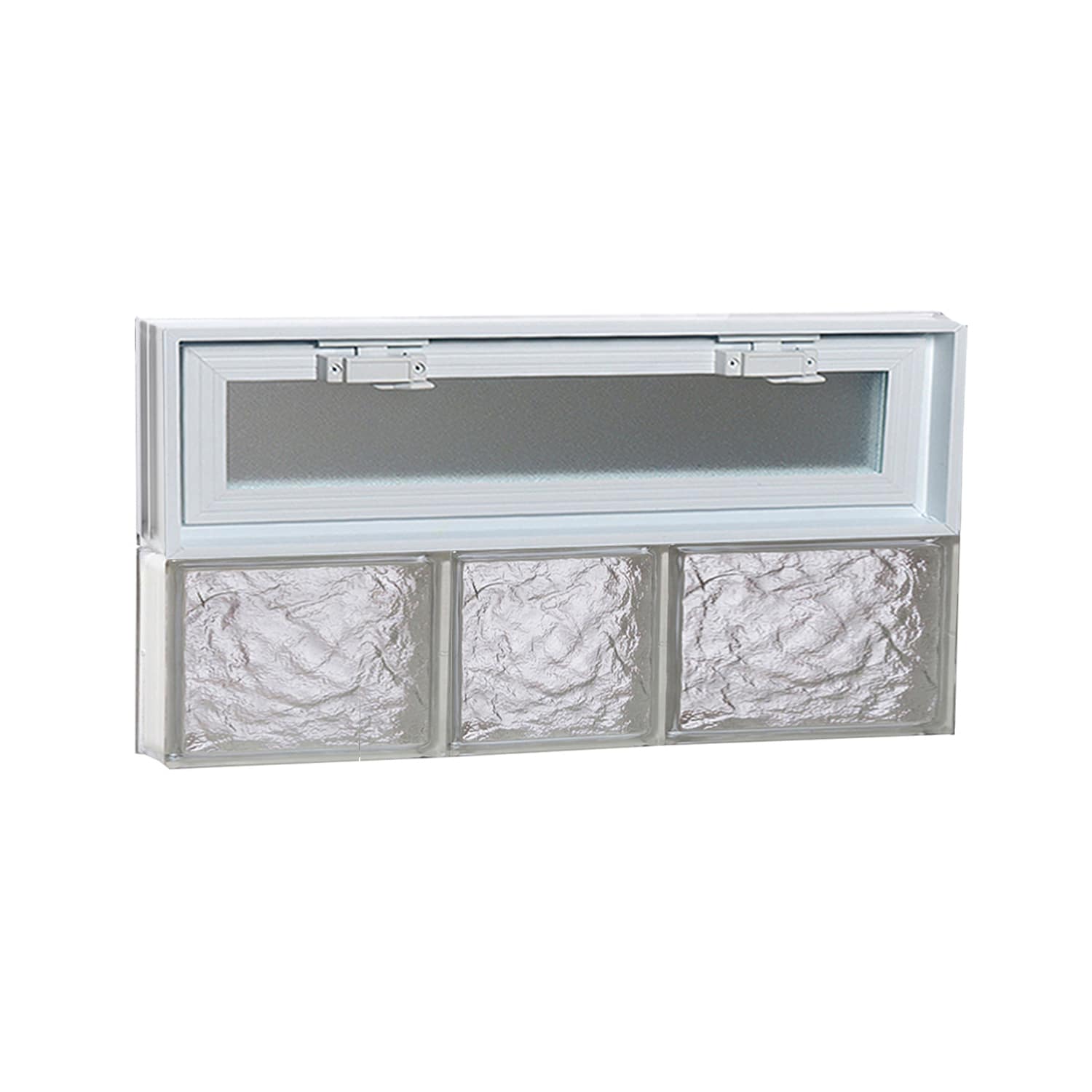 REDI2SET V2212IS Ice Glass 21-1/4-in x 11-1/2-in Frameless Replacement Vented Glass Block Window