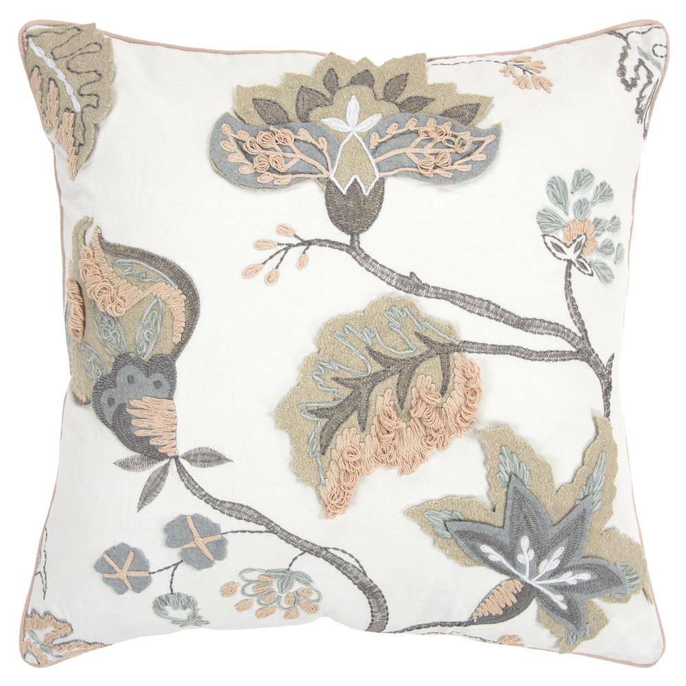 Rizzy Home T16218 Poly filled pillow 20-in x 20-in White Square Indoor Decorative Pillow