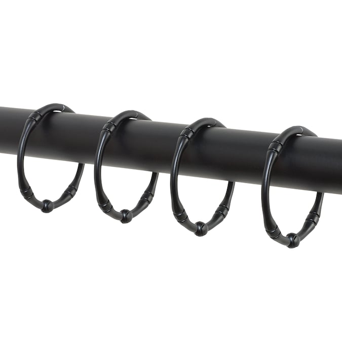 Black Shower Rings Hooks At Com, Black Shower Curtain Rod Hooks