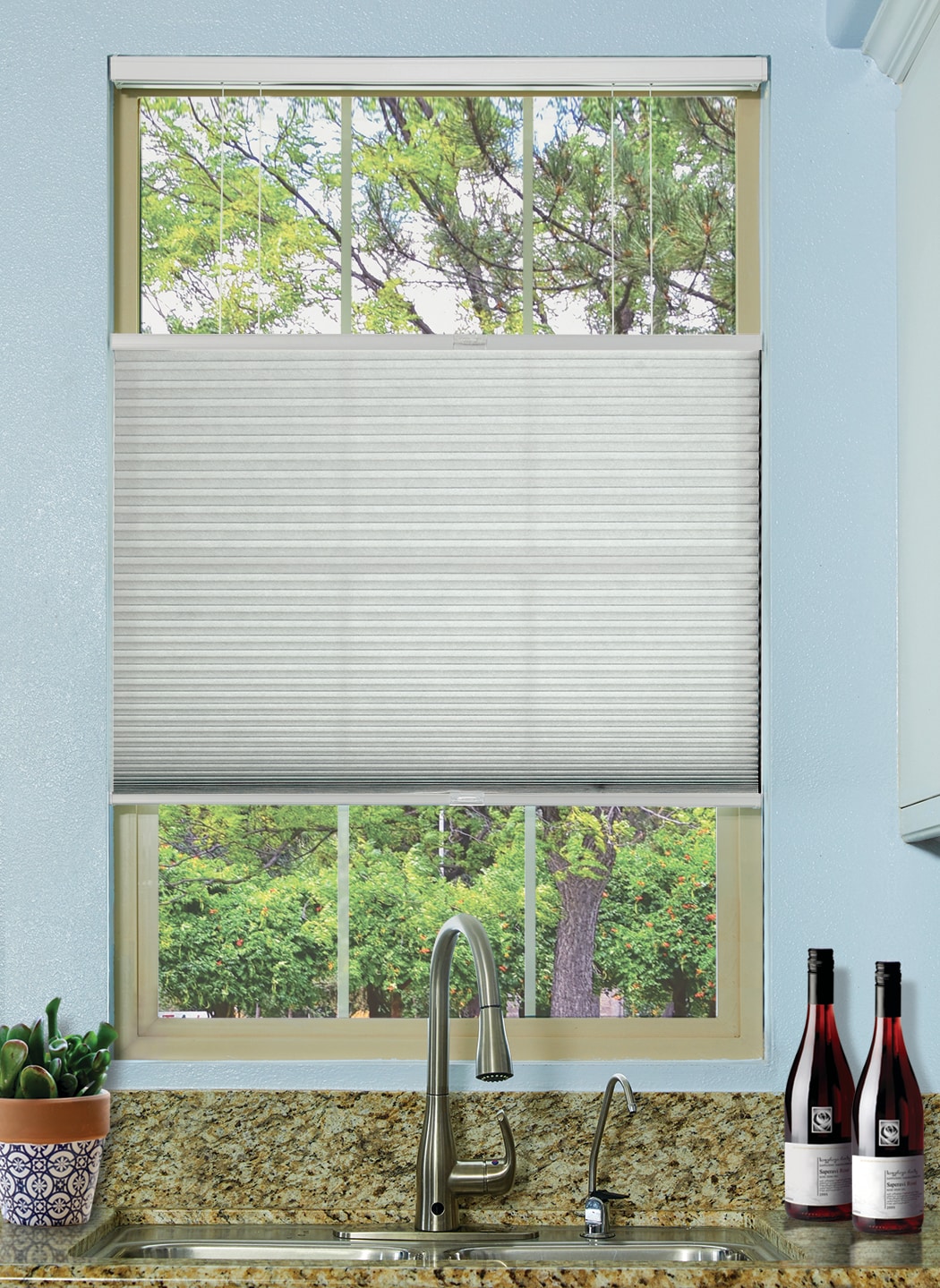 BlindsAvenue 68-in X 48-in White Dove Light Filtering Cordless Top-down ...