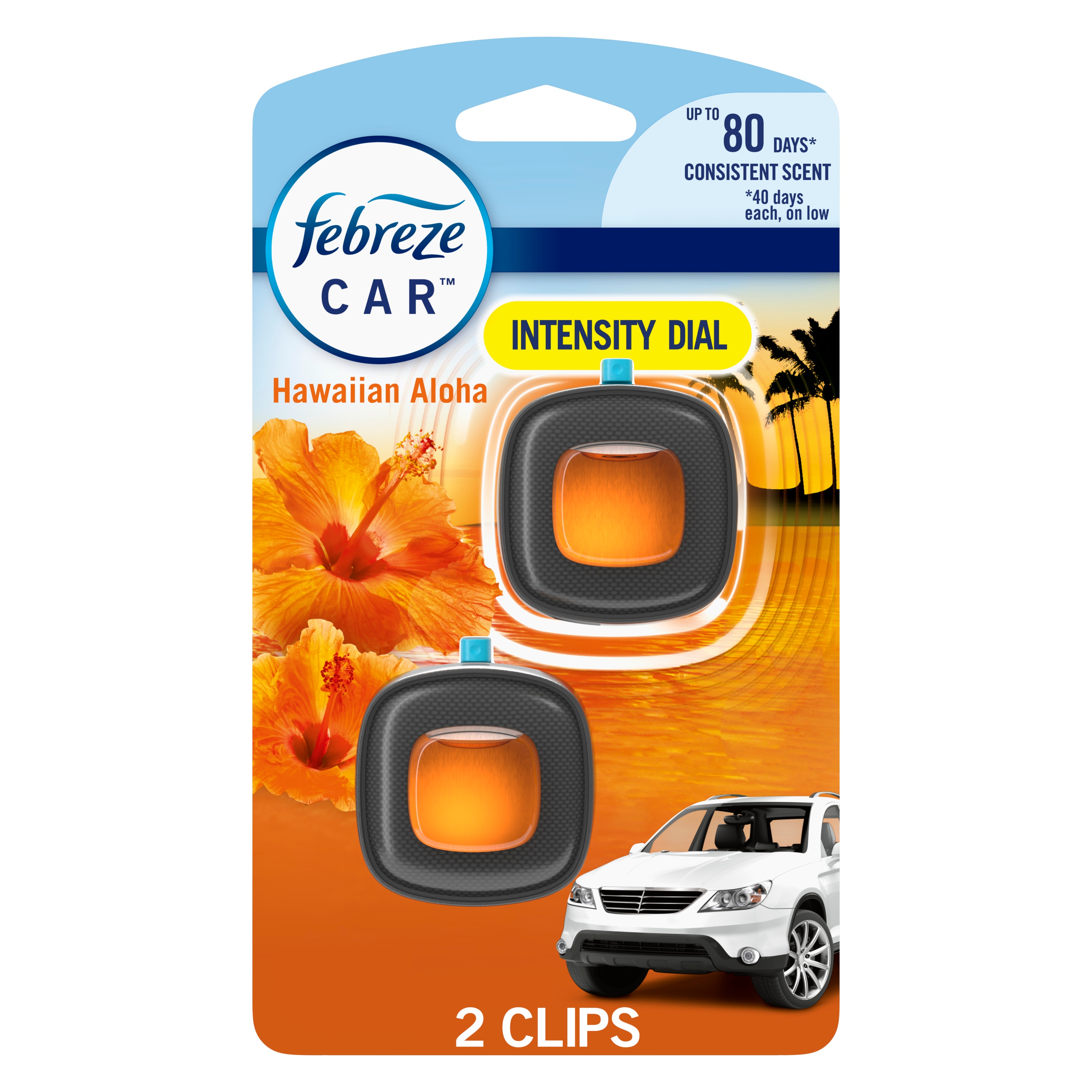 Febreze 3077201107 CAR 2 Count Hawaiian Aloha Dispenser Air Freshener 2 -Pack