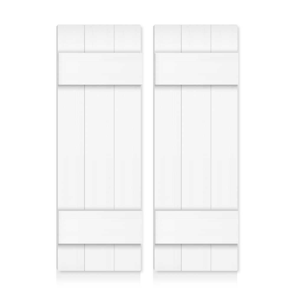 CALHOME SHU-02-W24-H24-WT(2 24-in W x 24-in H White Farmhouse End Batten Wood Exterior Shutters (2-Pack)