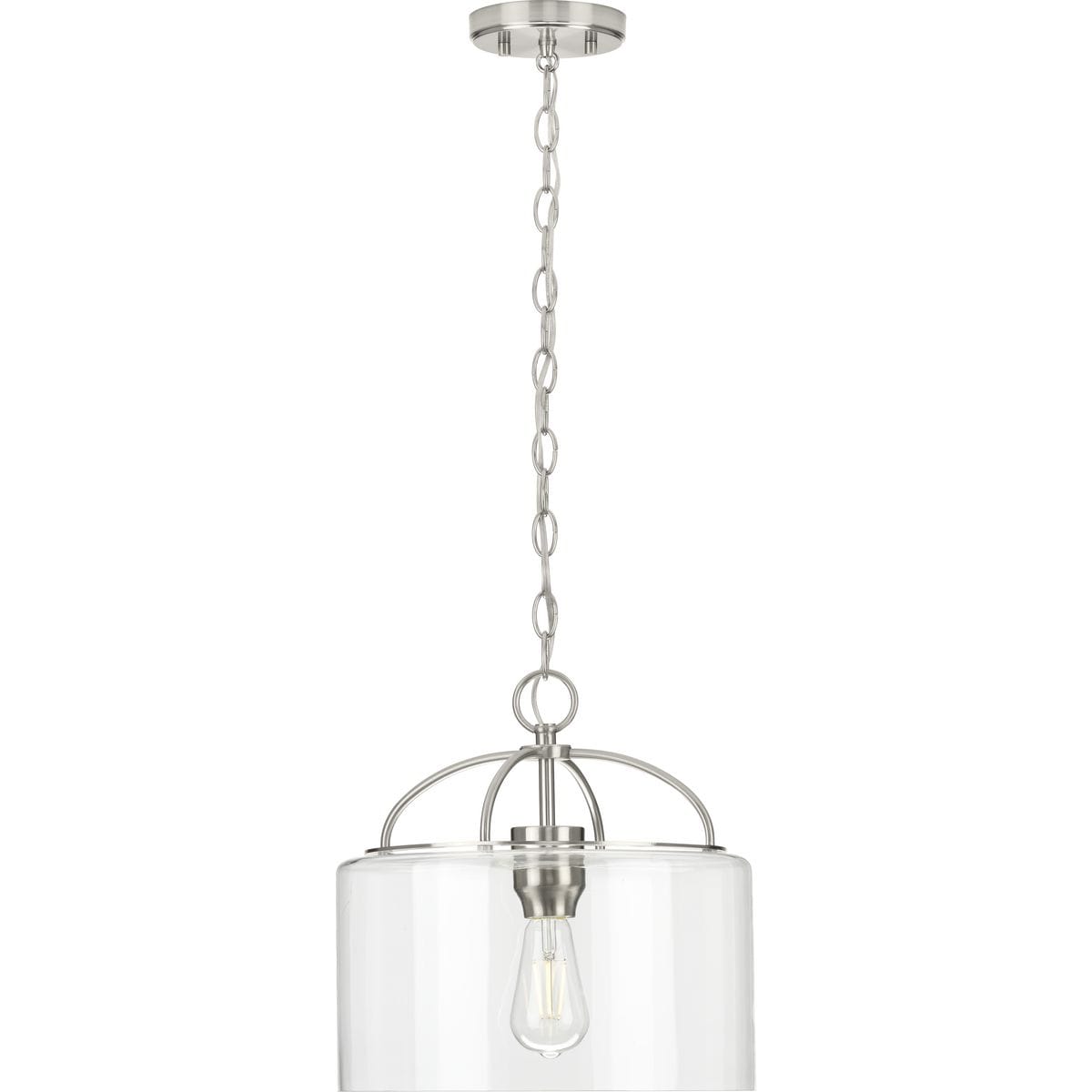 Leyden Brushed Nickel Farmhouse Pendant with Clear Glass Shade