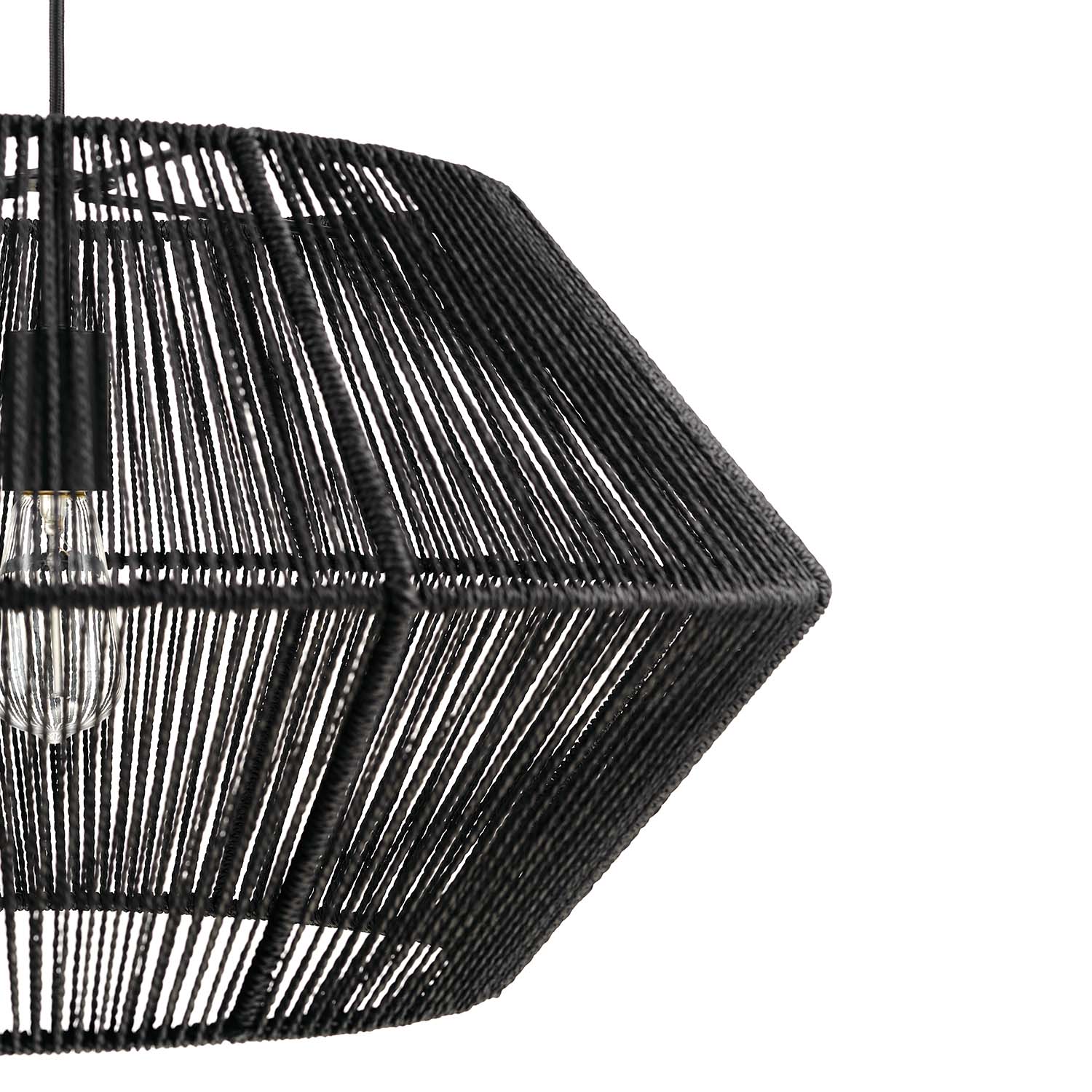 Matte Black Twine Cage Pendant Light with Adjustable Height