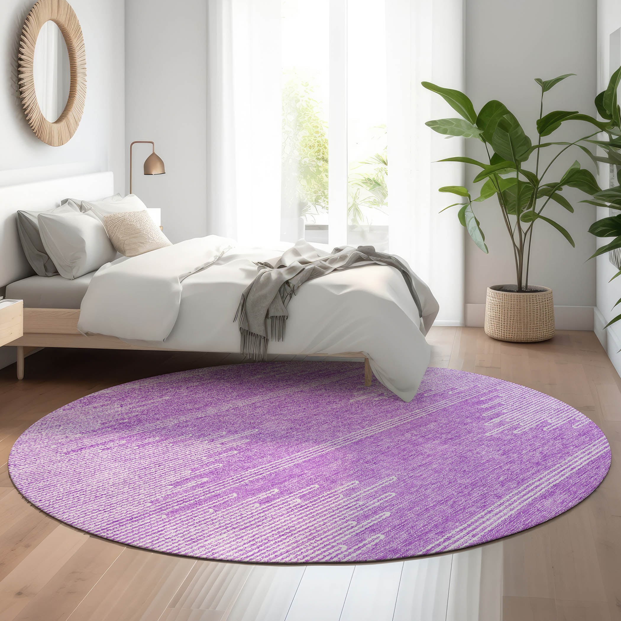 Addison Rugs AMF647LV8RO Mayfield AMF647LV 8 x 8 (ft) Loomed Polyester Lavender Round Indoor Geometric Machine washable Area rug