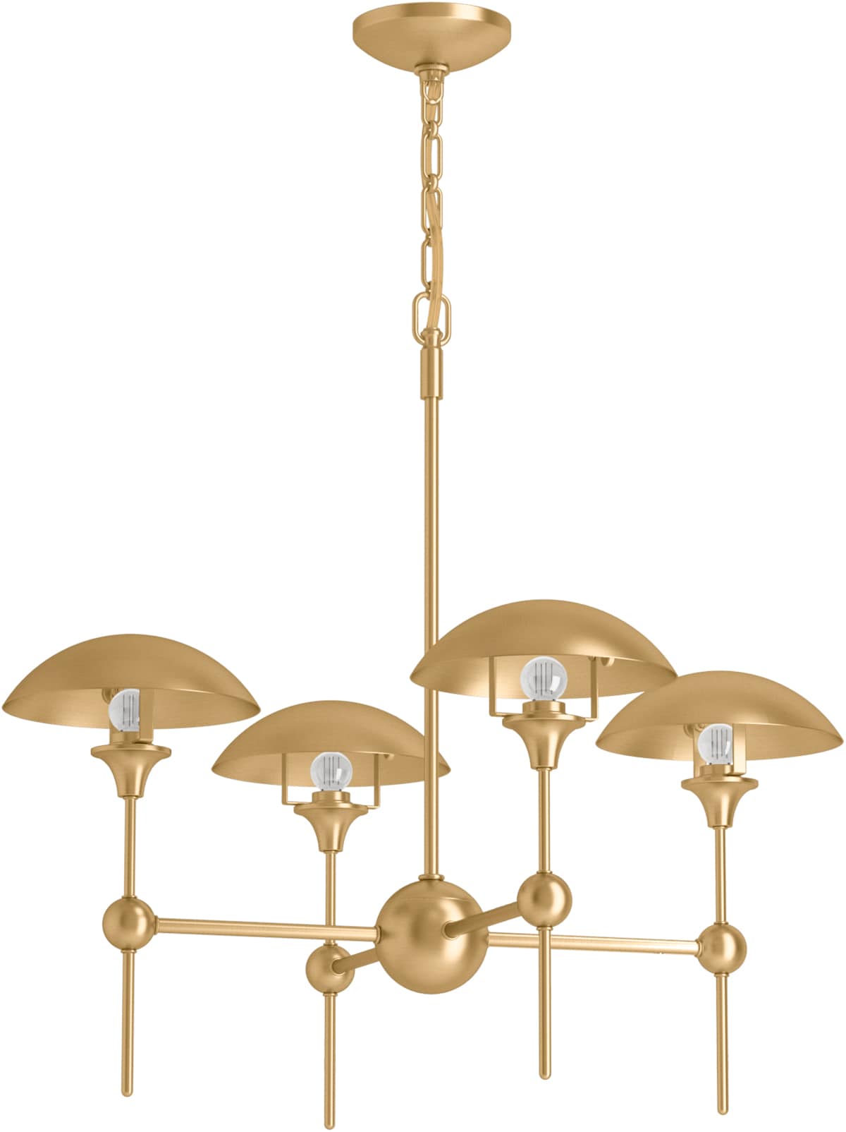 KOHLER 27950-CH04-2GL Vorleigh 4 -Light Brushed Aluminum Traditional For Use in Dining Rooms, Foyers, Chandelier
