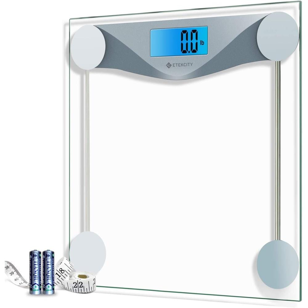  Etekcity Bathroom Scale for Body Weight, Digital Weighing  Machine for People, Accurate & Large LCD Backlight Display, 6mm Tempered  Glass, 400 lbs : Health & Household
