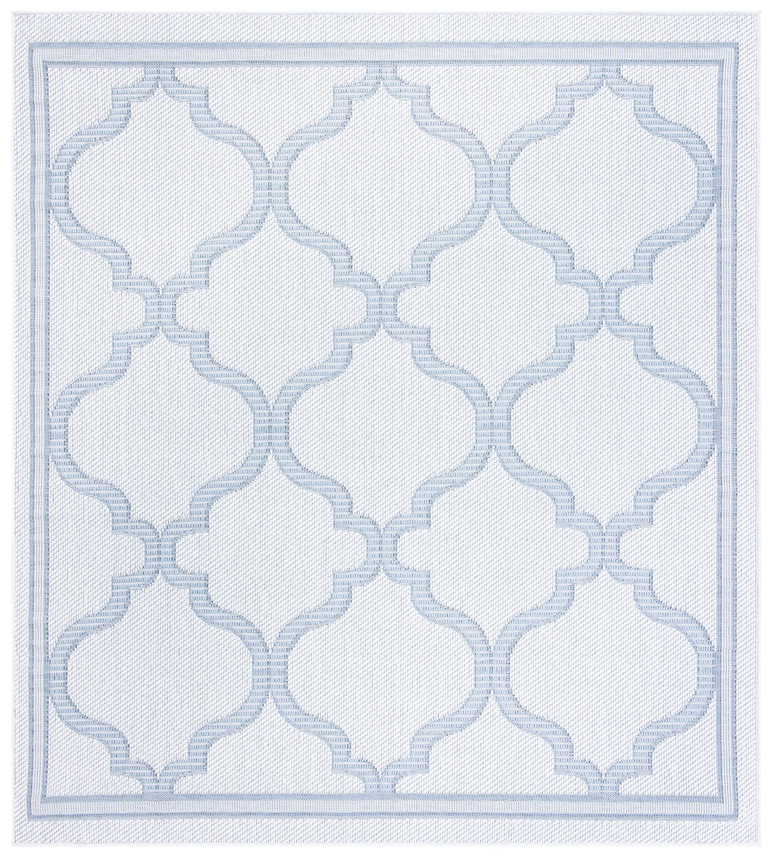 Safavieh BMU810D-7SQ Bermuda 800 Mercy 7 x 7 (ft) Loomed Polypropylene Ivory/Light Blue Square Indoor/Outdoor Trellis Farmhouse/Cottage Area rug