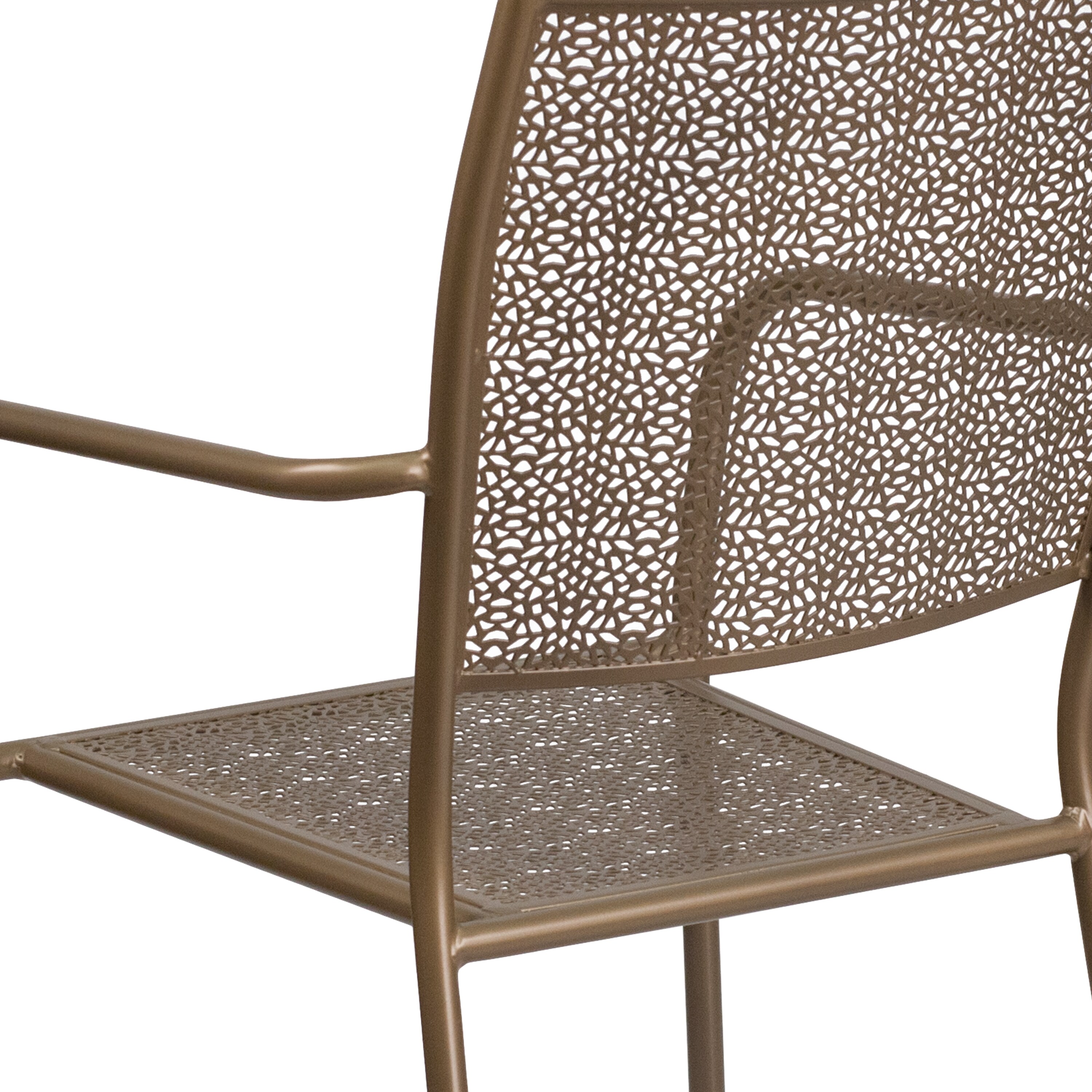 Gold Rain Flower Metal Patio Arm Chair