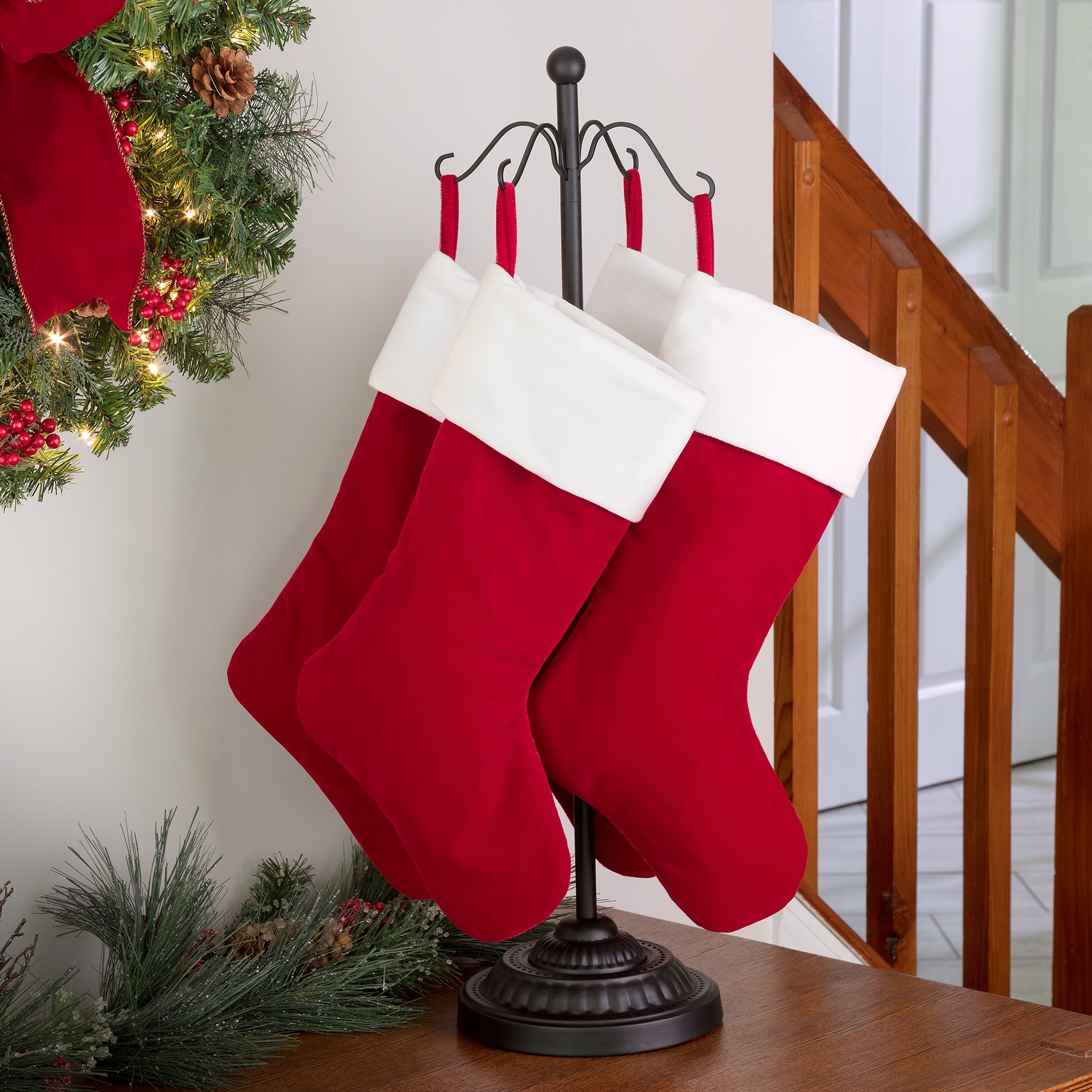 Adjustable Black Metal Christmas Stocking Tree Stand