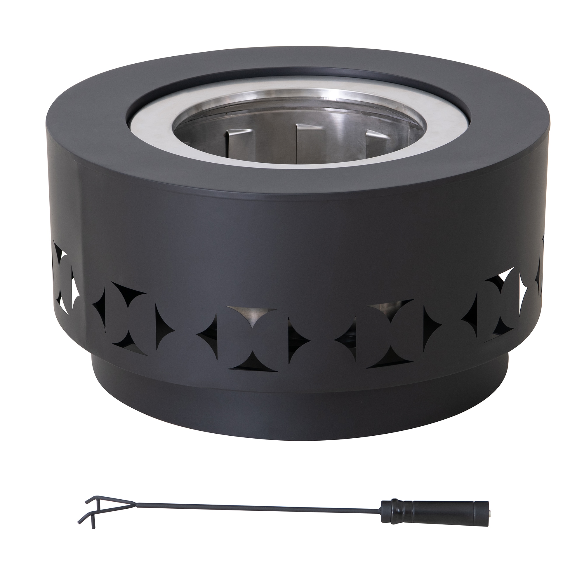 Sunjoy A301060800 27.87-in W black Steel Wood-Burning Fire Pit