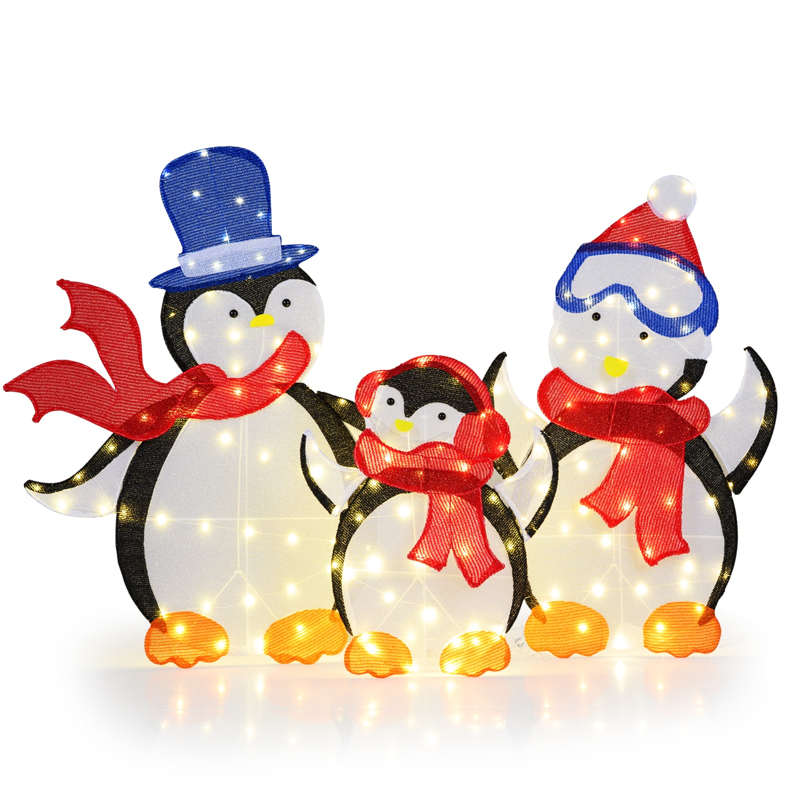 Slickblue Winter Wonderland LED Penguin Family (3 Piece) Christmas Standing Lighted Dad Mom Baby Lawn Decoration with Warm White LED Bulbs for Porch Yard or Garden Display