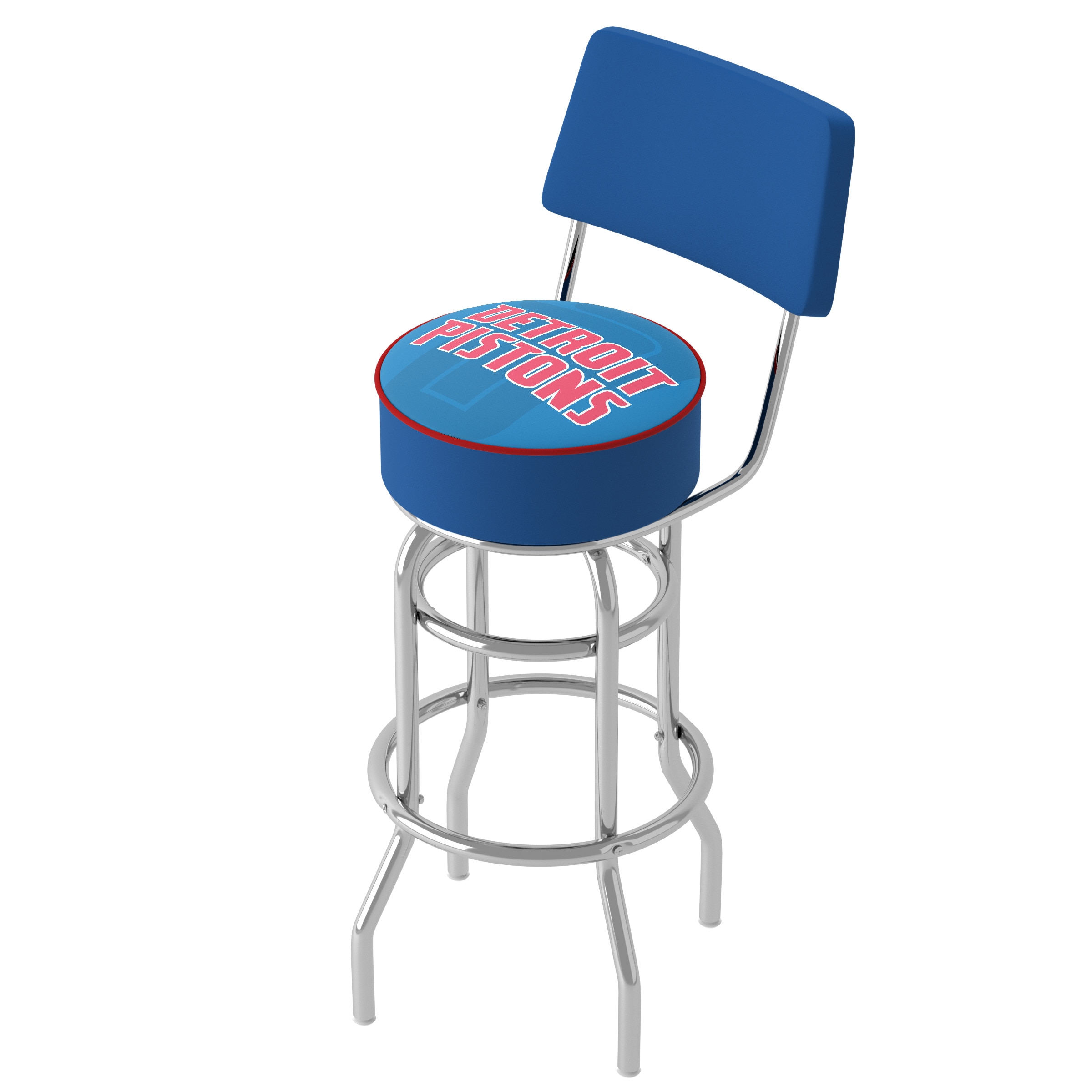 Trademark Gameroom NBA1100-DP2-TWN Detroit Pistons 31-in H Bar height (28-in to 33-in) Round Seat Upholstered Swivel Metal Back Bar Stool Back