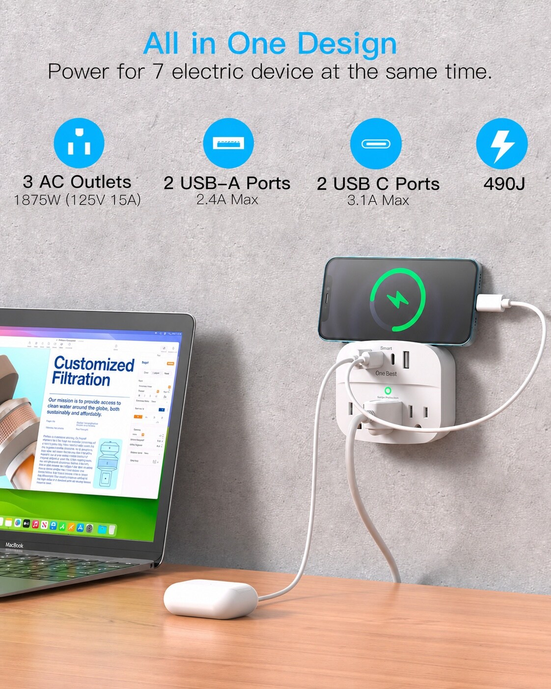 Aoibox LAB6G962 Power-Outlet-Taps - View #2