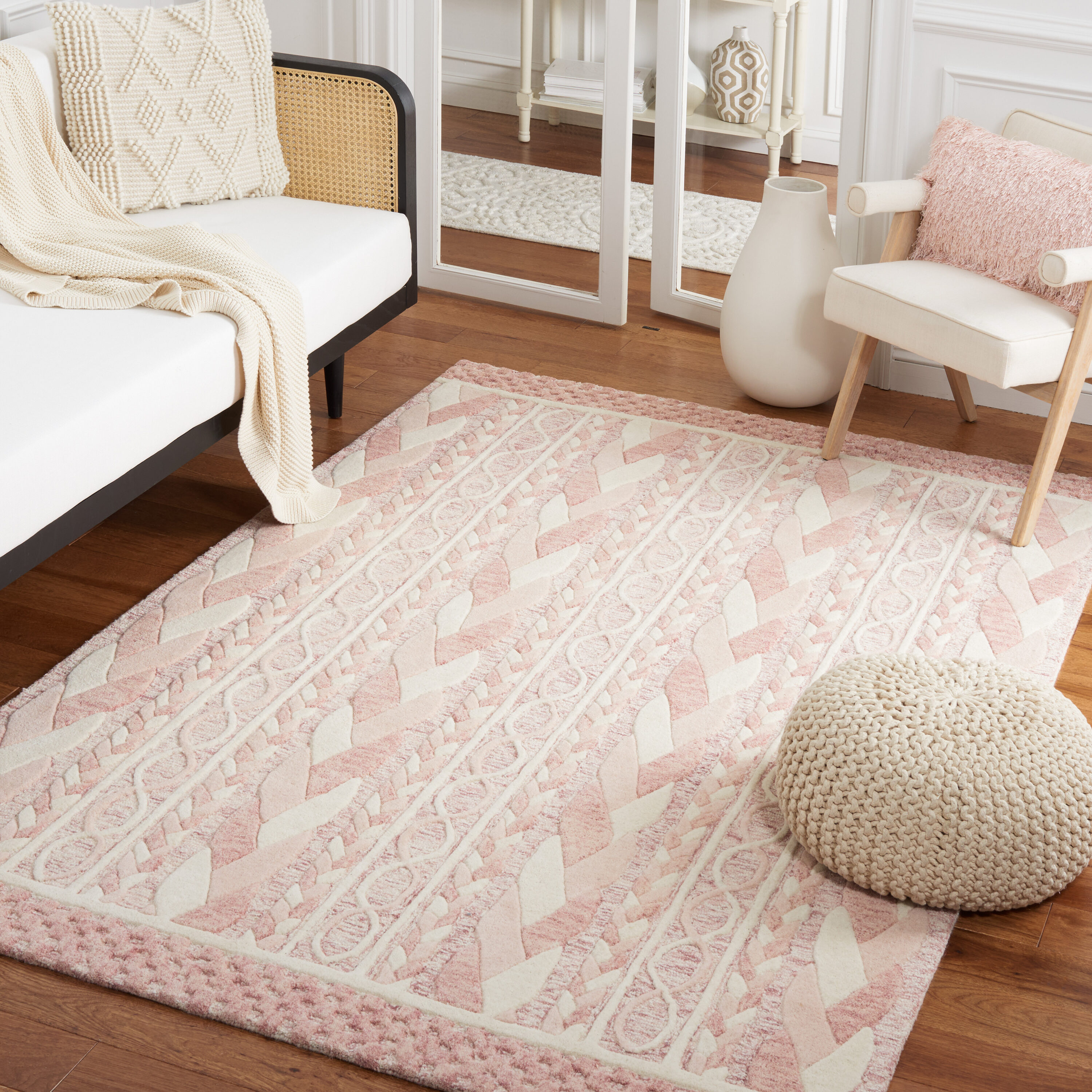  Metro 863 Pink/Ivory Contemporary 4ft x 6ft Small Rectangle Rug