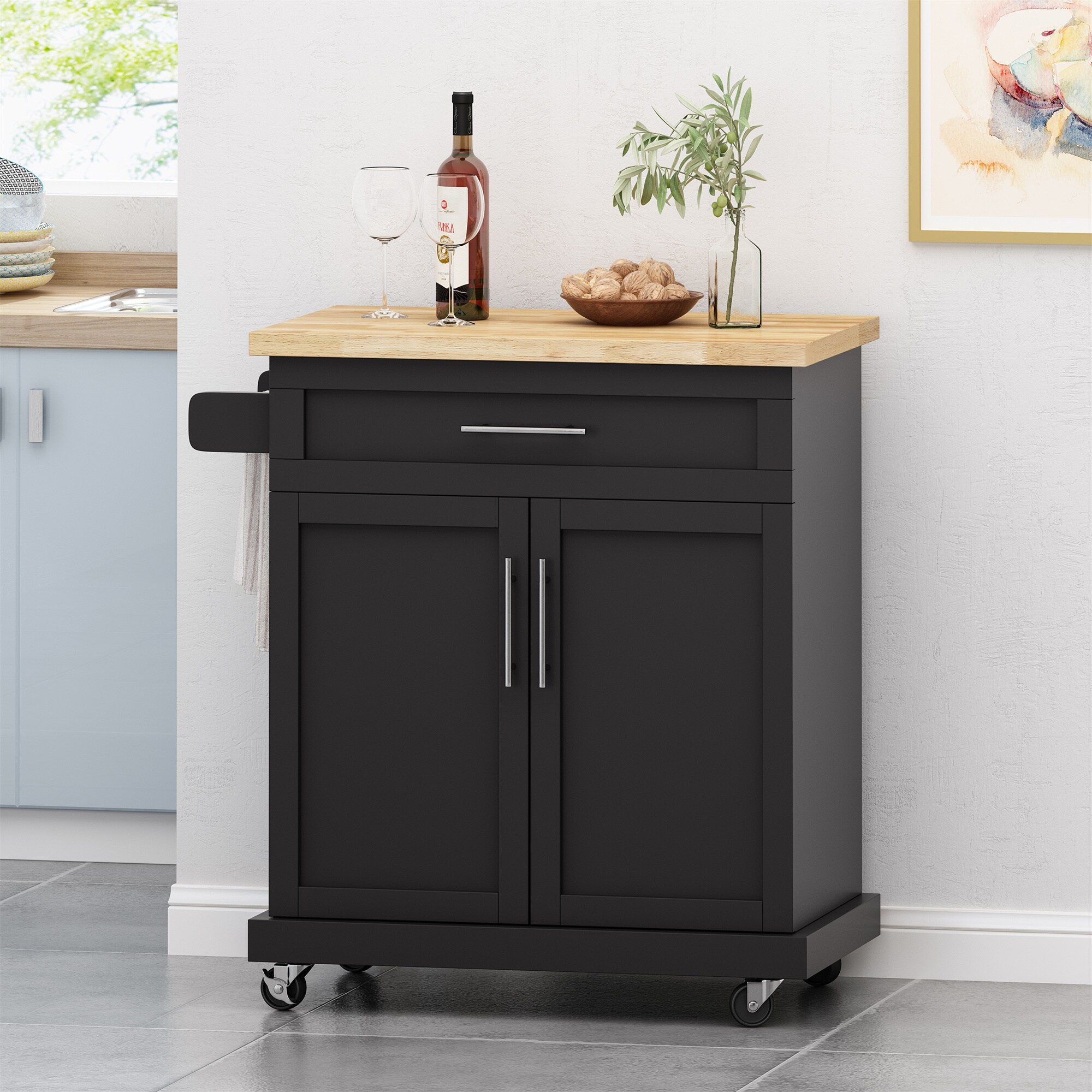 BABOOM Gray Composite Base with Composite Top Rolling Kitchen Cart (18-in x 32-in x 34.5-in)