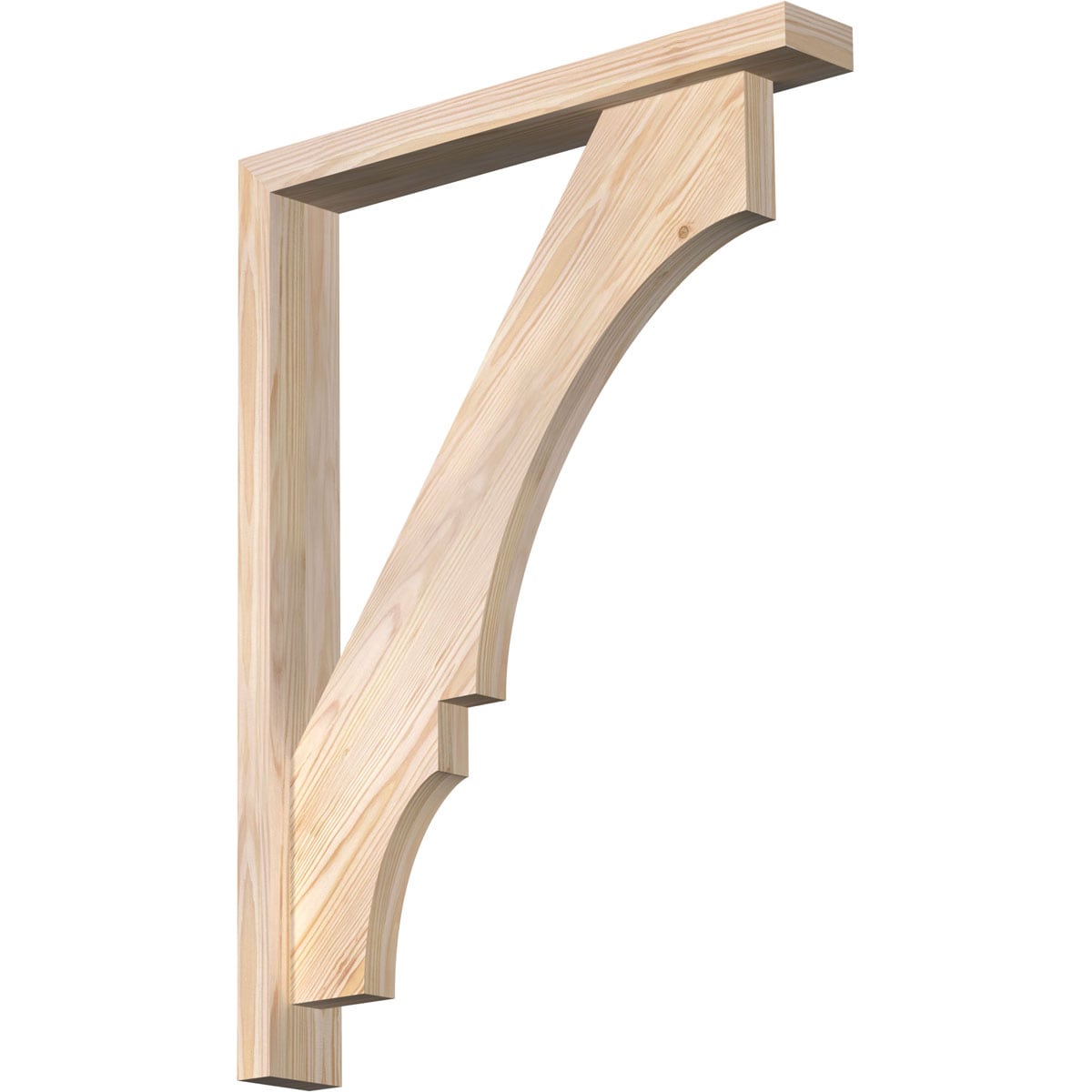 Ekena Millwork 1462125 Balboa Block Smooth Bracket with Offset Brace Douglas Fir Wood Standard Bracket