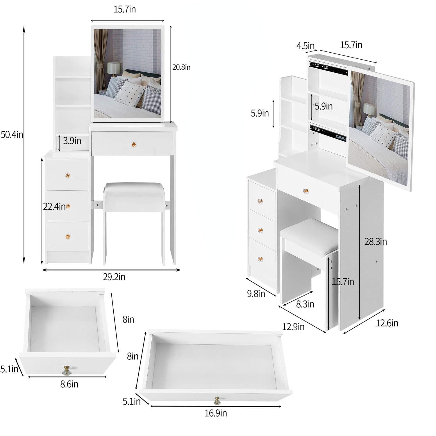 Streamdale Furniture W936P226029 Bedroom-Vanities - View #2