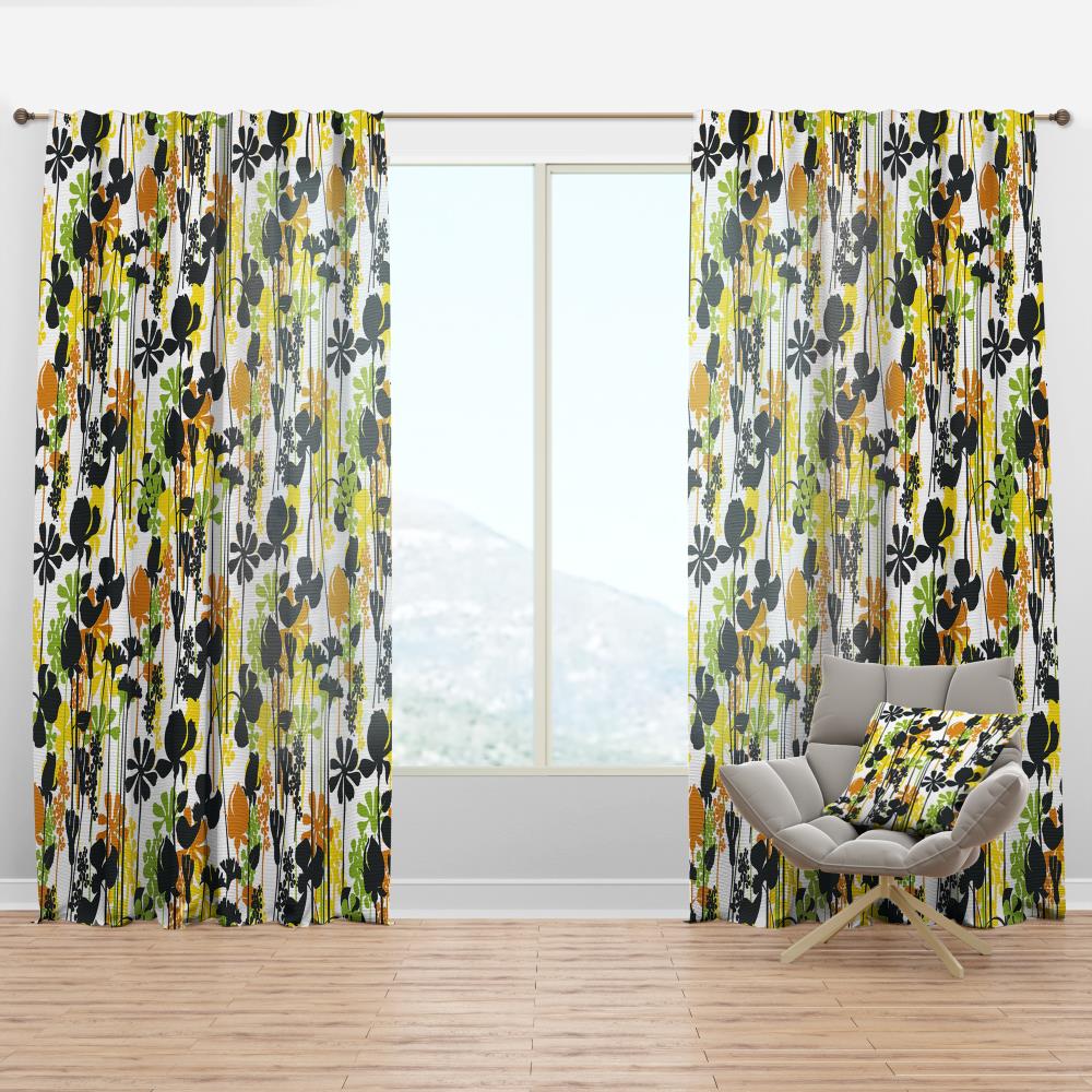 Designart CTN24428-52-95 95-Inches Yellow Abstract Room darkening Thermal lined Rod pocket Single curtain panel