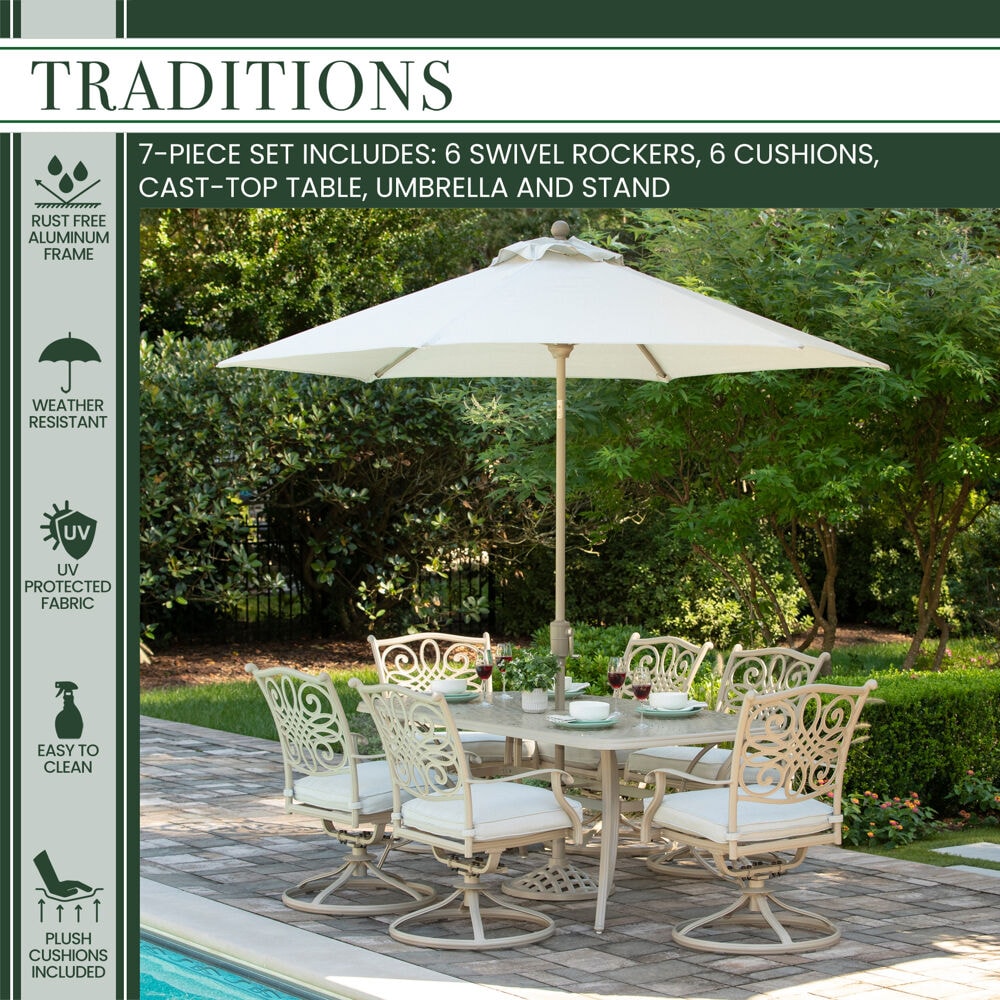 Hanover TRADDNSD7PCSW6-BE-SU Patio-Dining-Sets - View #2
