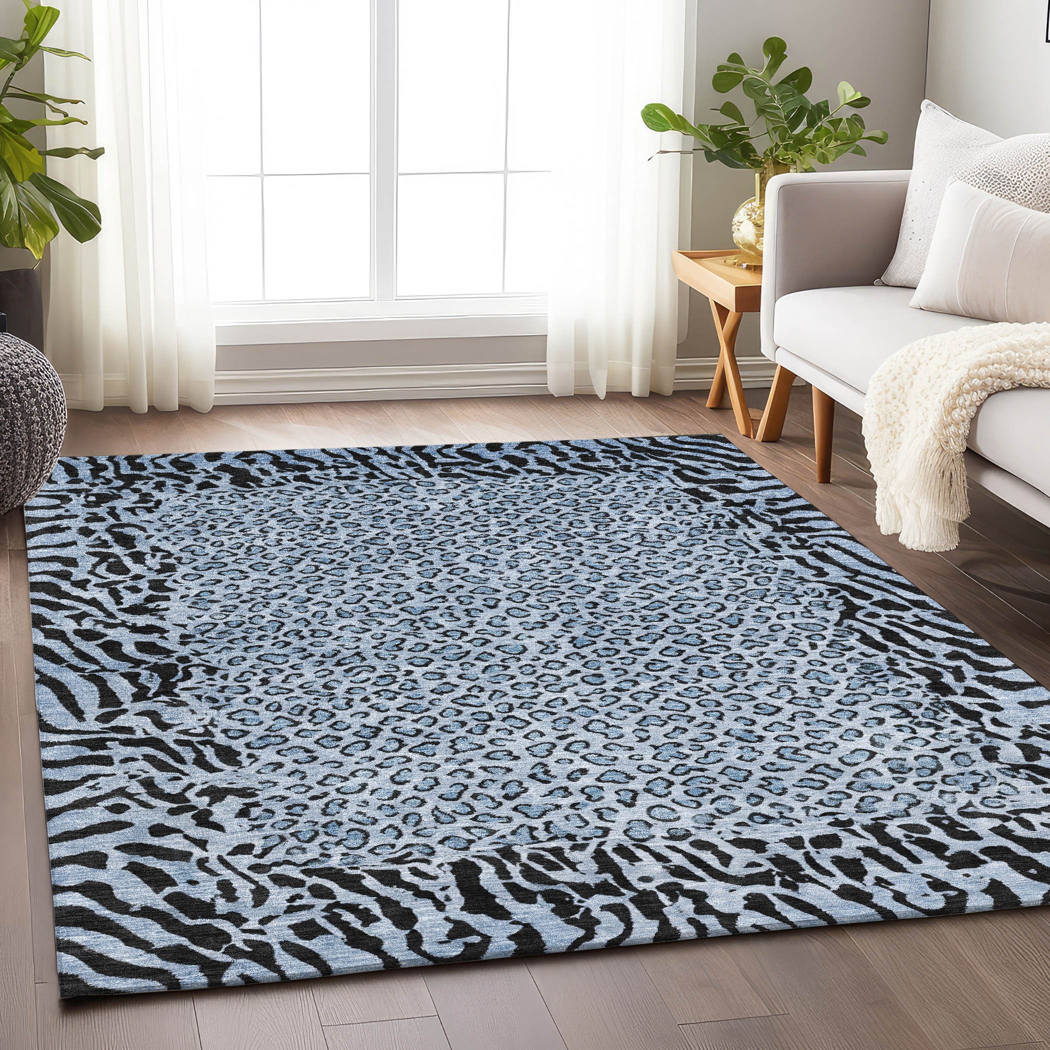 Addison Rugs ACN1230BU9X12 Chantille ACN1230BU 9 x 12 (ft) Polyester Blue Rectangular Indoor/Outdoor Geometric Machine washable Area rug