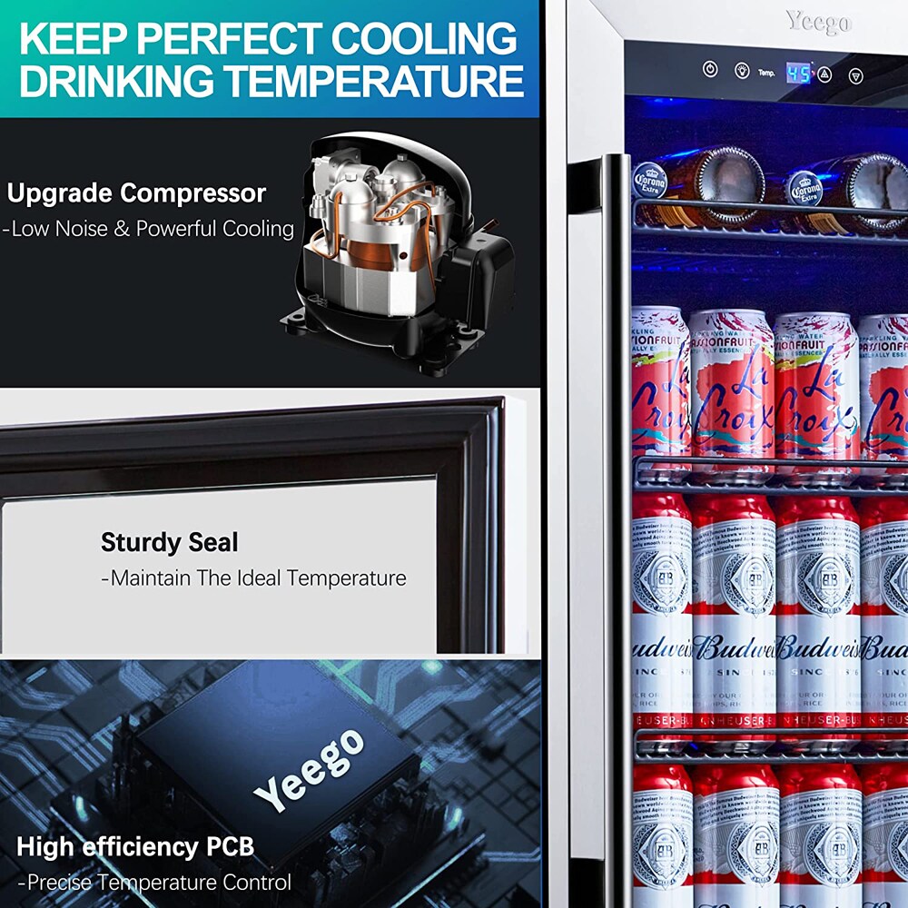 Yeego 30 in. Double Zone 160 Cans Beverage Cooler in Black Side-by-Side  Refrigerators Built-in Frost Free with Safety Lock YEG-2BS15-HD - The Home  Depot