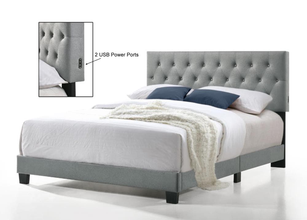Belle Isle Furniture Royale Tufted Bed, Gray Velvet Tufted King Headboard