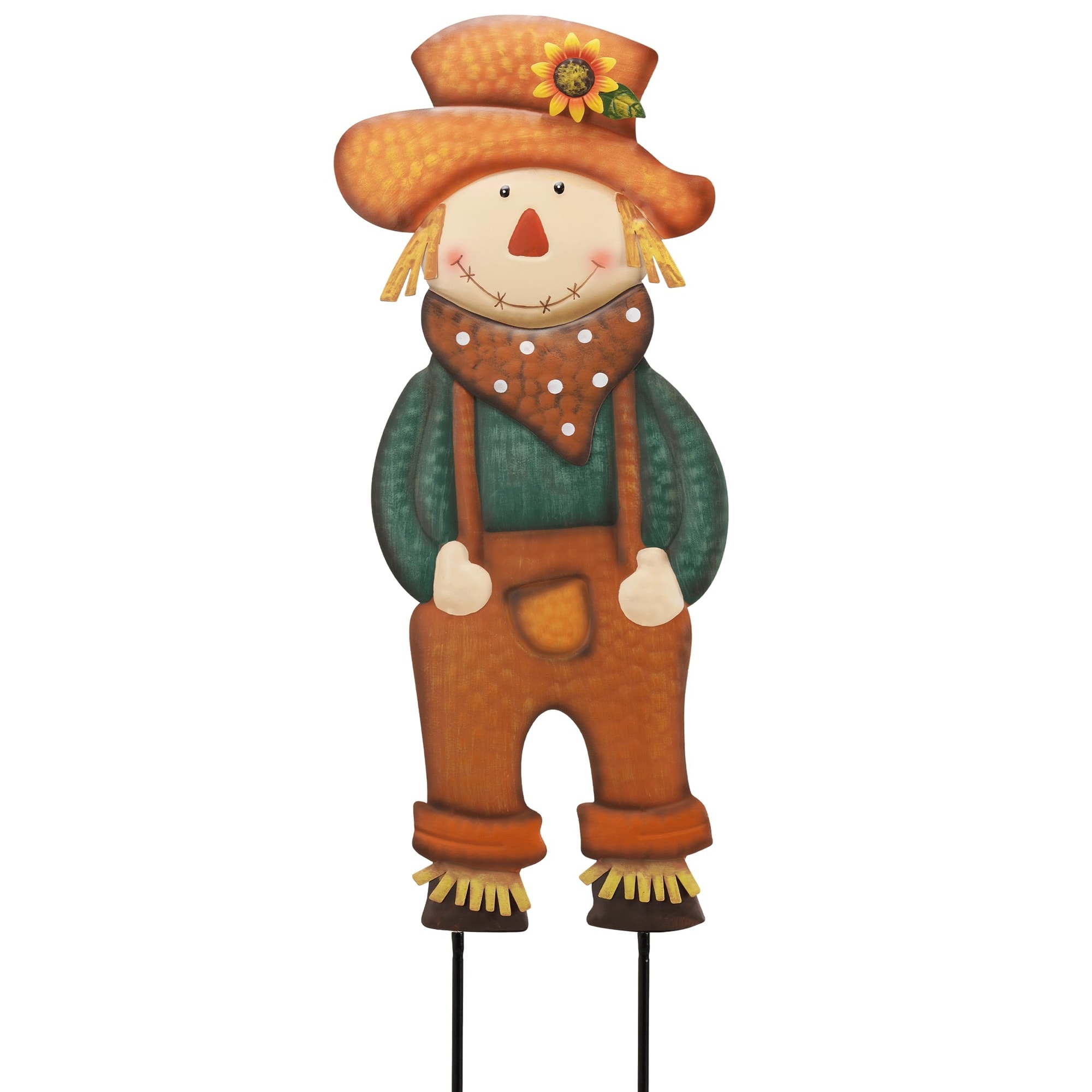 Numhew 24-in Orange Metal Scarecrow Garden Stake Fall Outdoor Decor