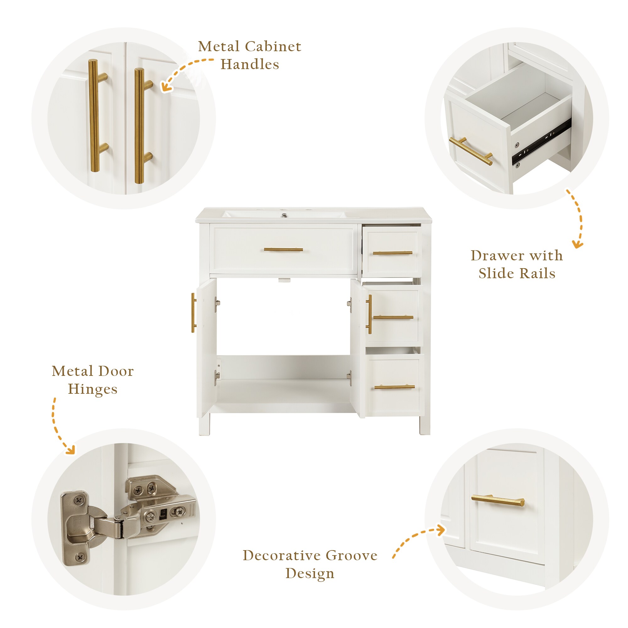 WELLFOR NIE-M5TP995 Bath-Vanity-Combo - View #6