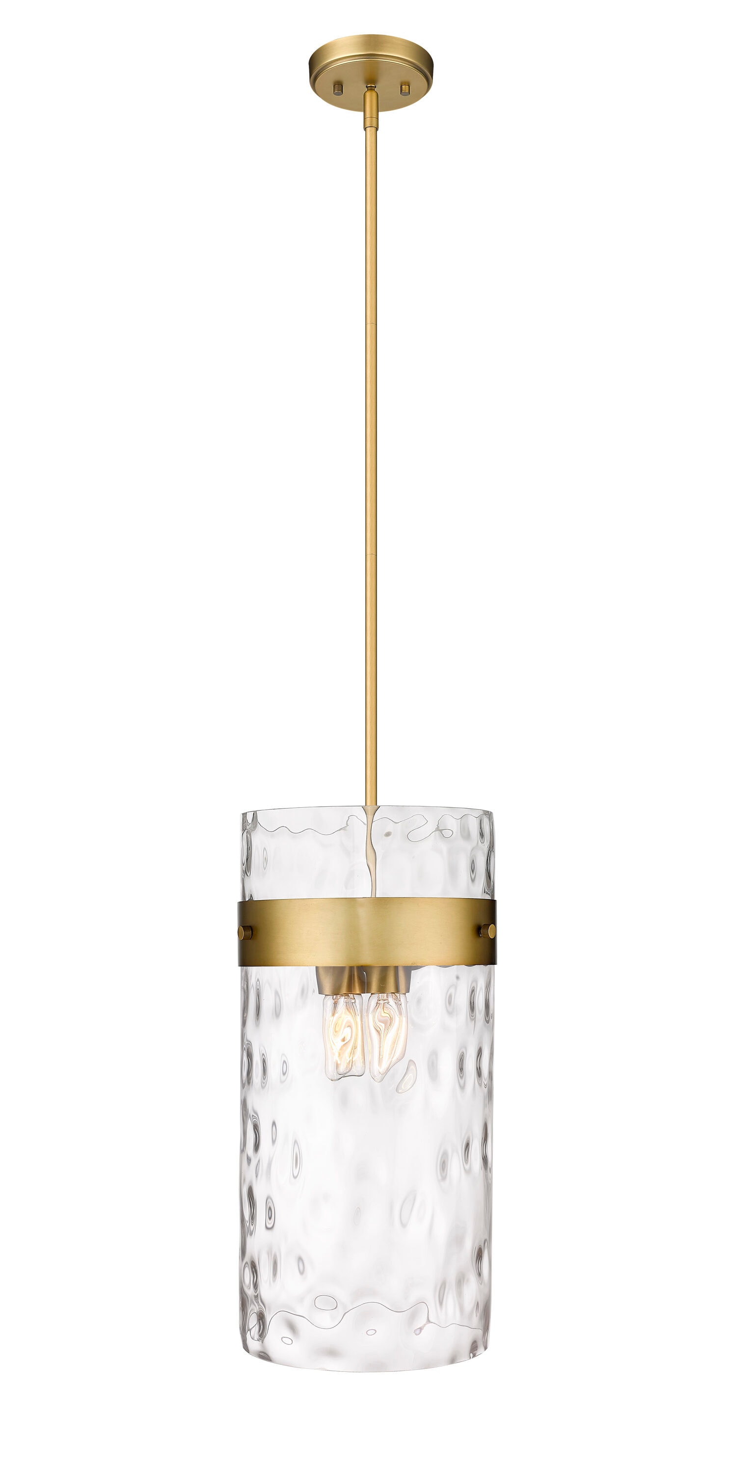 Fontaine Transitional Indoor/Outdoor Rubbed Brass and Glass Pendant